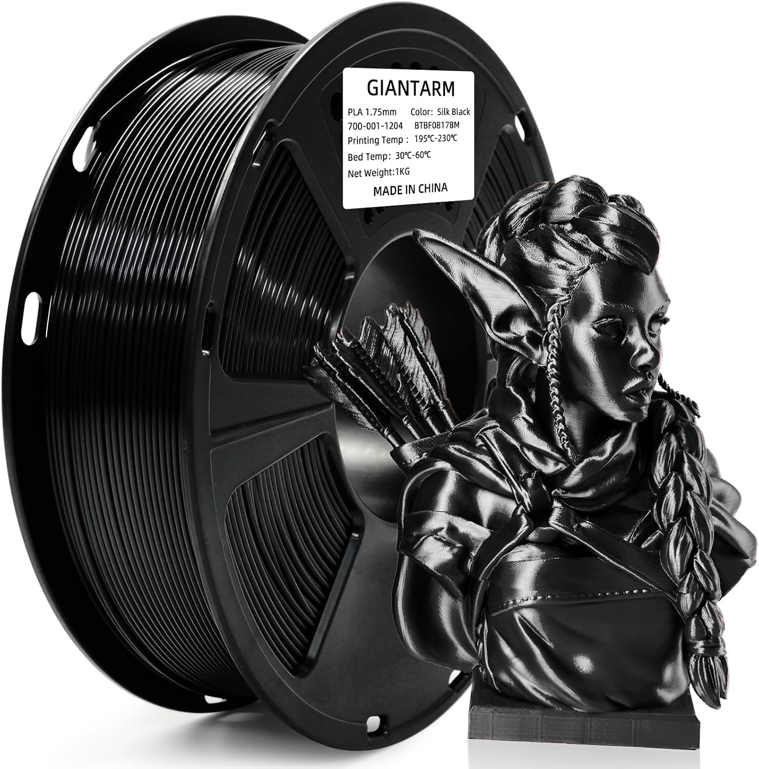 GIANTARM 3D Printer Filament, Silk Gold Pla Filament, 1Kg(2.2lbs) Spool, 1.75mm Dimension Accuracy +/- 0.03mm, 3D Printing Filament