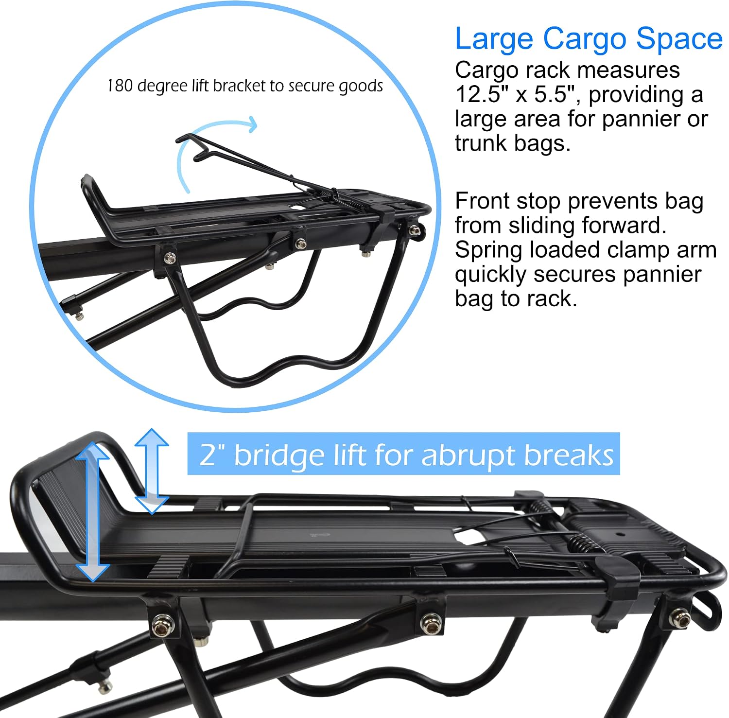 Lumintrail Bike Cargo Rack, Seatpost Mounted Bicycle Luggage Carrier with 20 LBs Weight Capacity for Trunk Bags