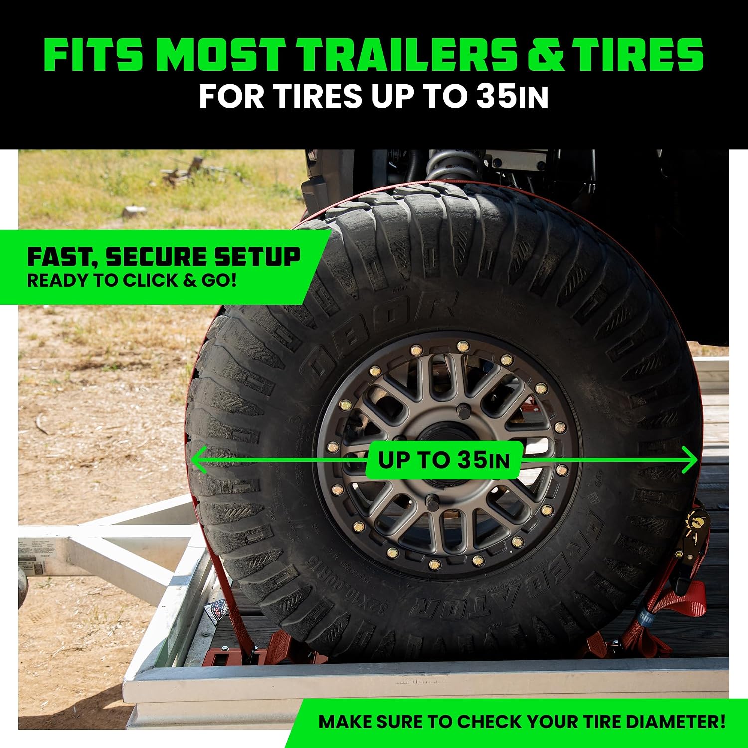 Rhino USA Wheel Chock Tie Down Kit (4,500lb) - 2 Straps & 4 Chocks