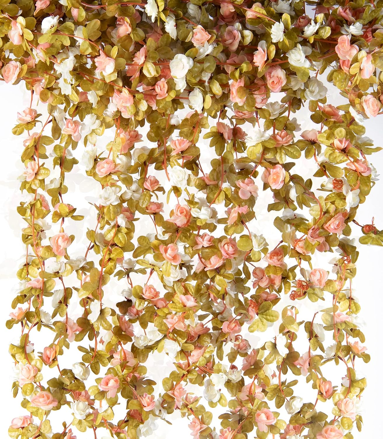 8Pcs x 8.2FT Artificial Flower Garland Floral Rose Vine Decor, Pink Flower
