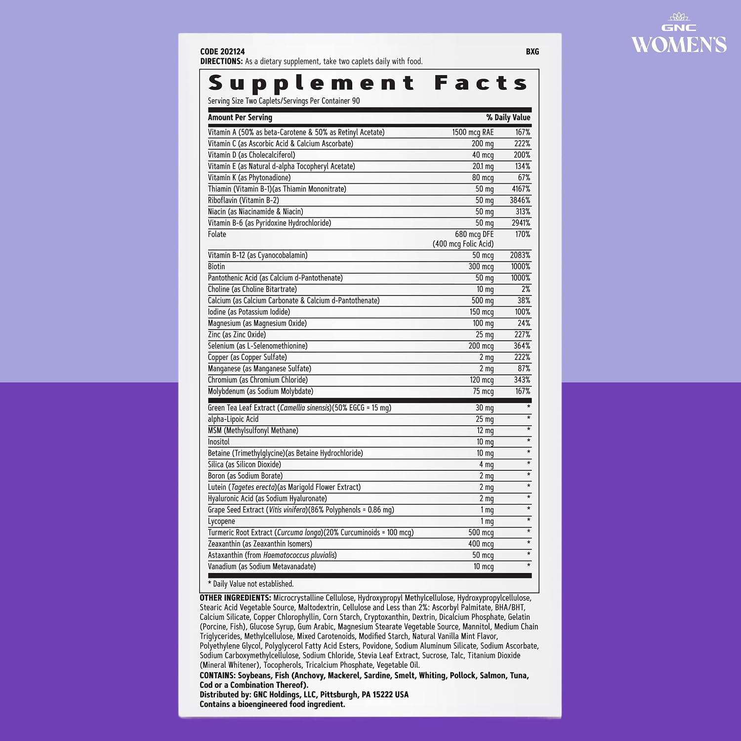 GNC Women's Multivitamin Active Without Iron, Joint Health, 180 Caplets