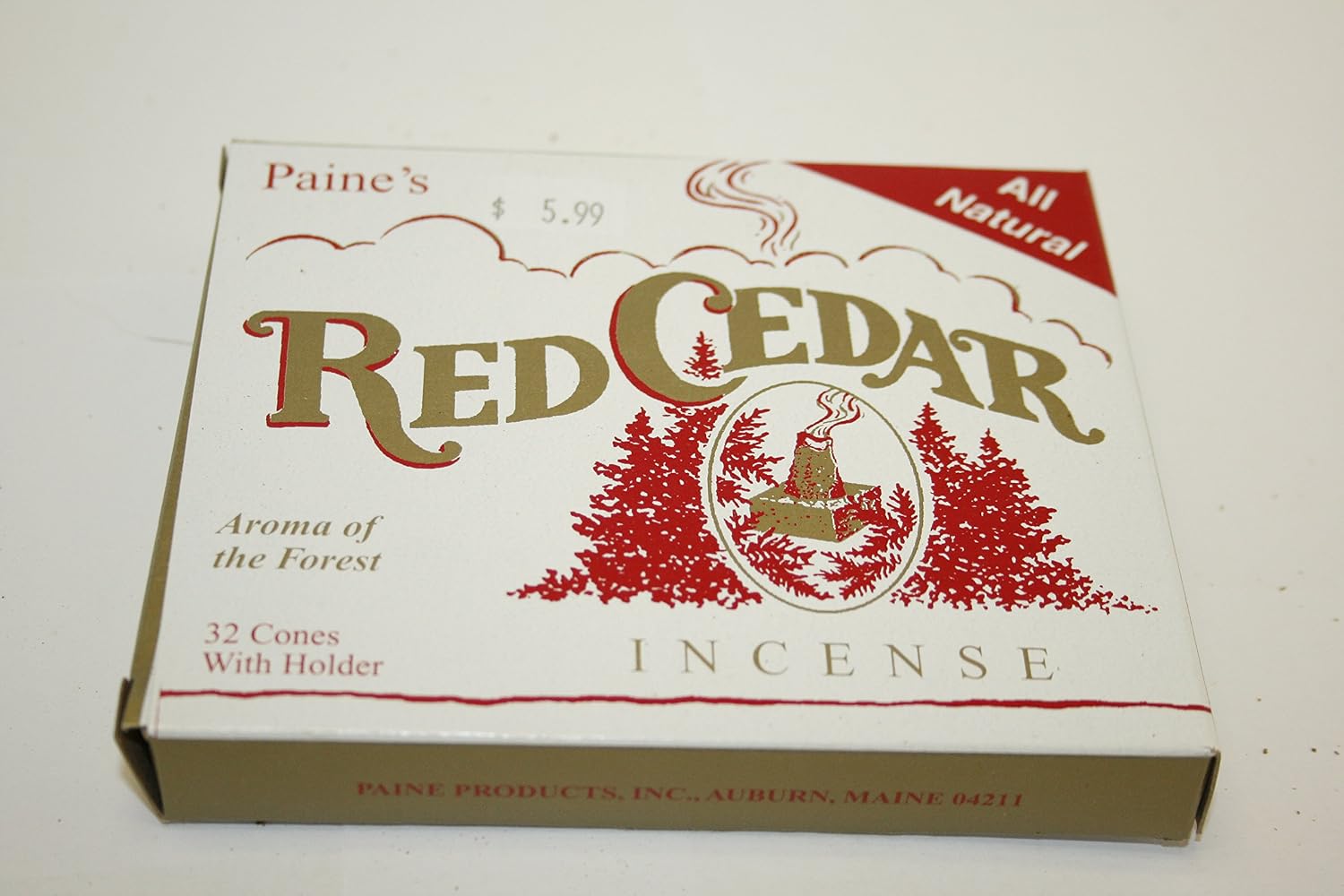 Paine's Red Cedar - 32 Cones With Holder - Real Wood Incense