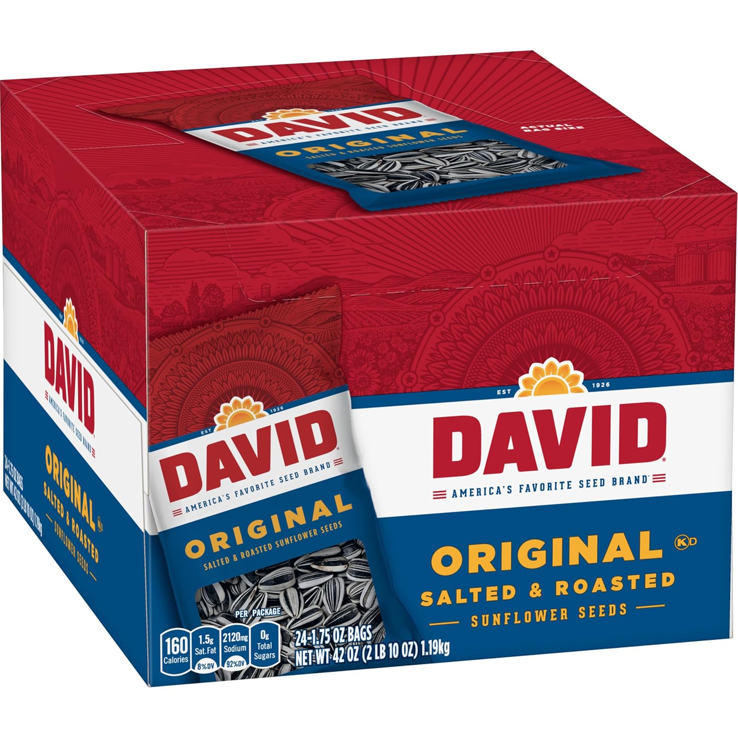 DAVID Sunflower Seeds, Original Flavor, 1.75 oz. (24-pk)