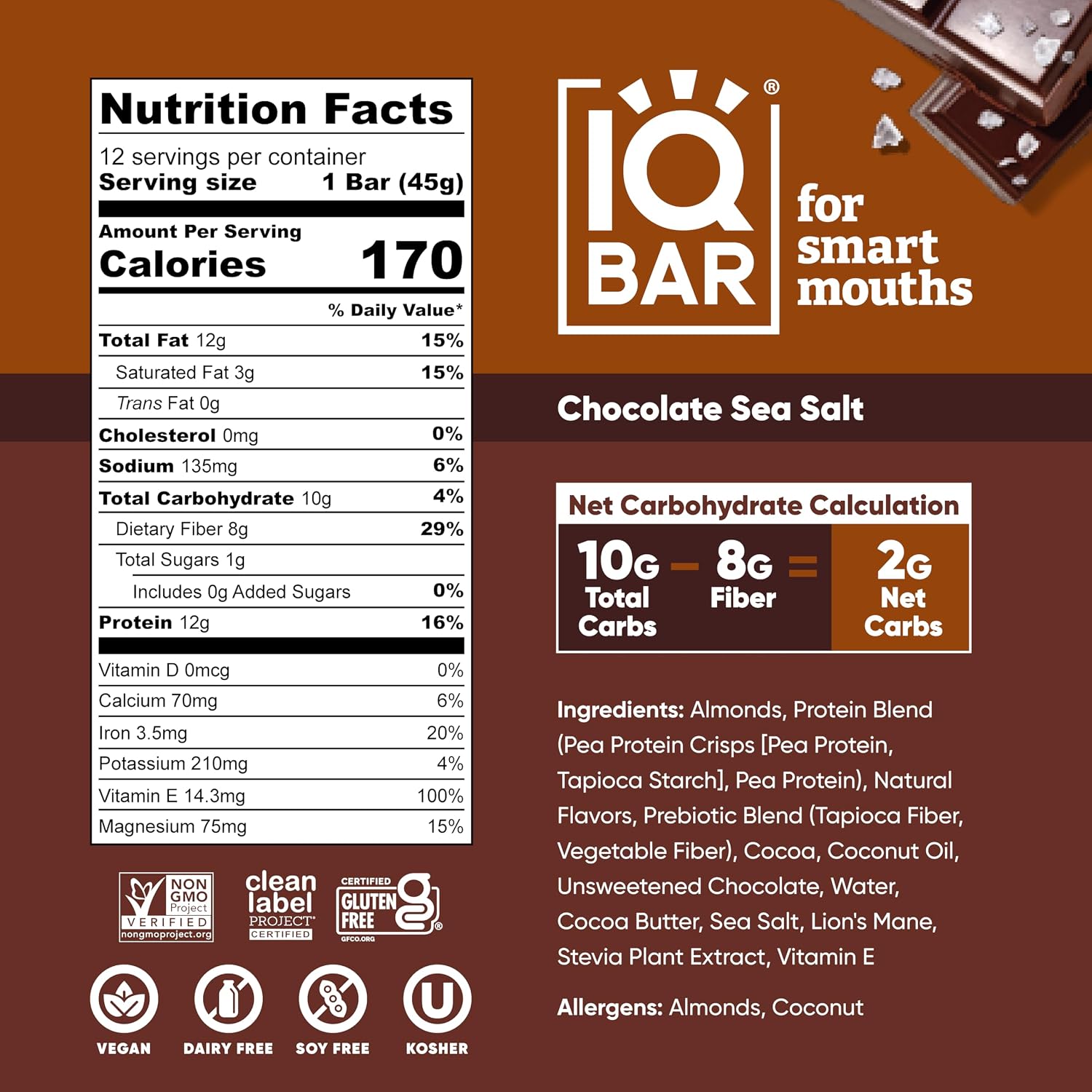 IQBAR Clean Protein Bars, Low Sugar Keto, Banana Nut 12-Count