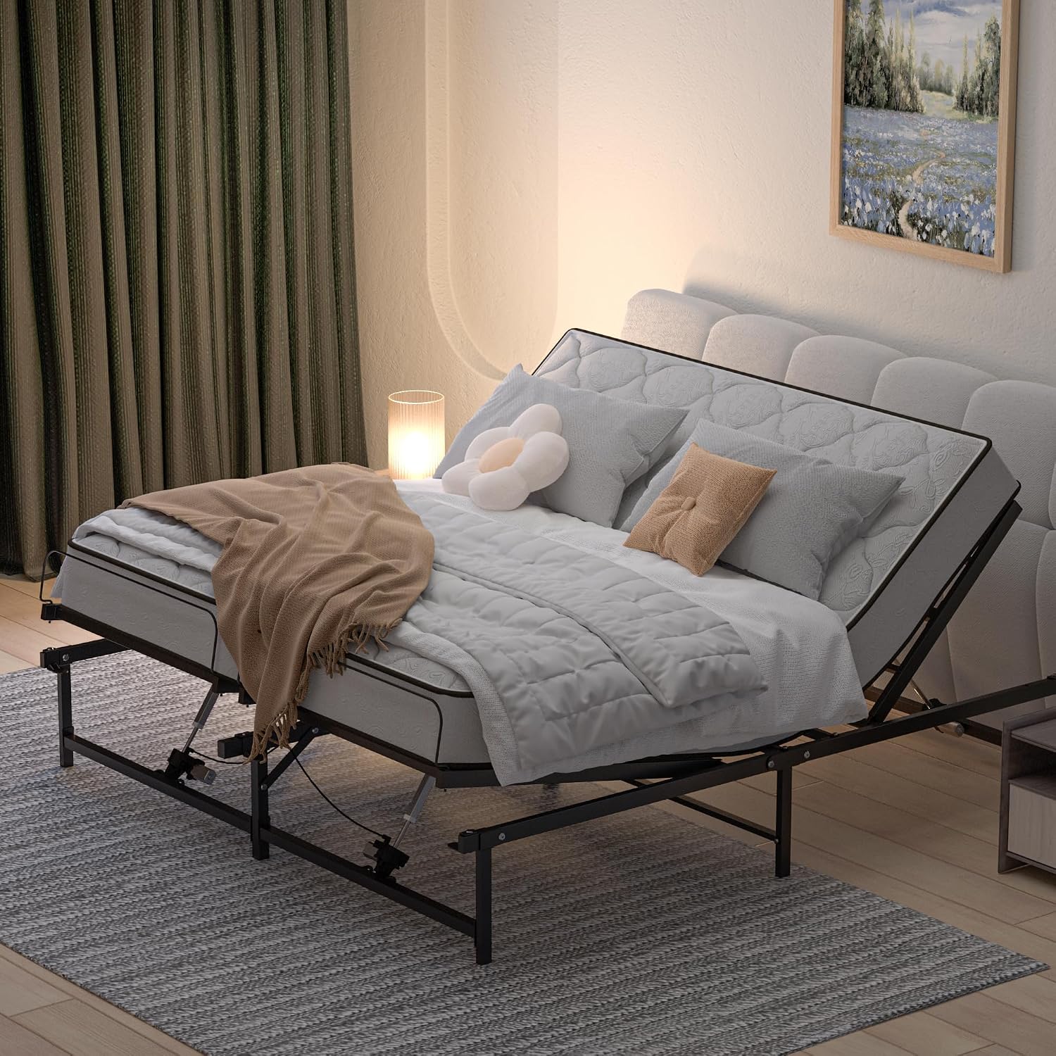 Adjustable Bed Frame Twin XL Electric Adjustable Bed Base | Head & Foot Incline, Ultra Quiet Motor, Remote Control, Fits Most Mattresses, Reduces Snoring & Boosts Circulation