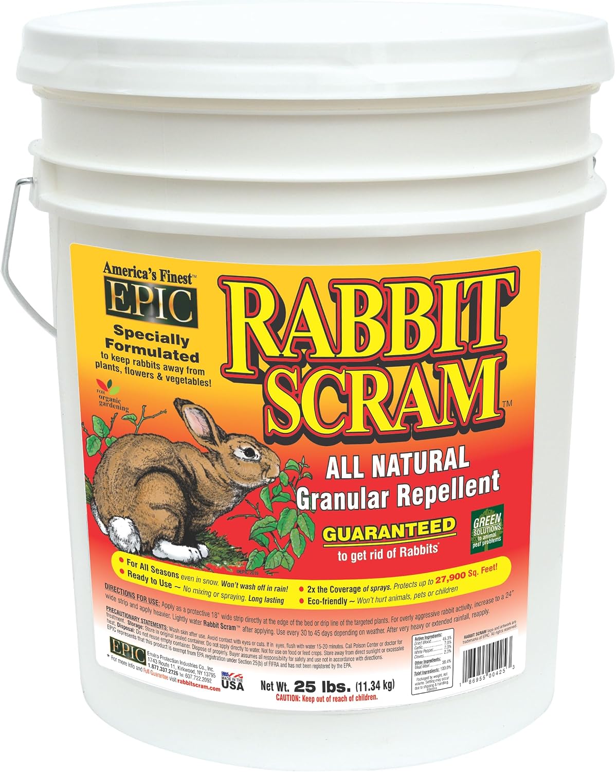Rabbit Scram All Natural Granular Repellent - All-Natural, Animal, People and Pet Safe Granule (2.5 lb Shaker)