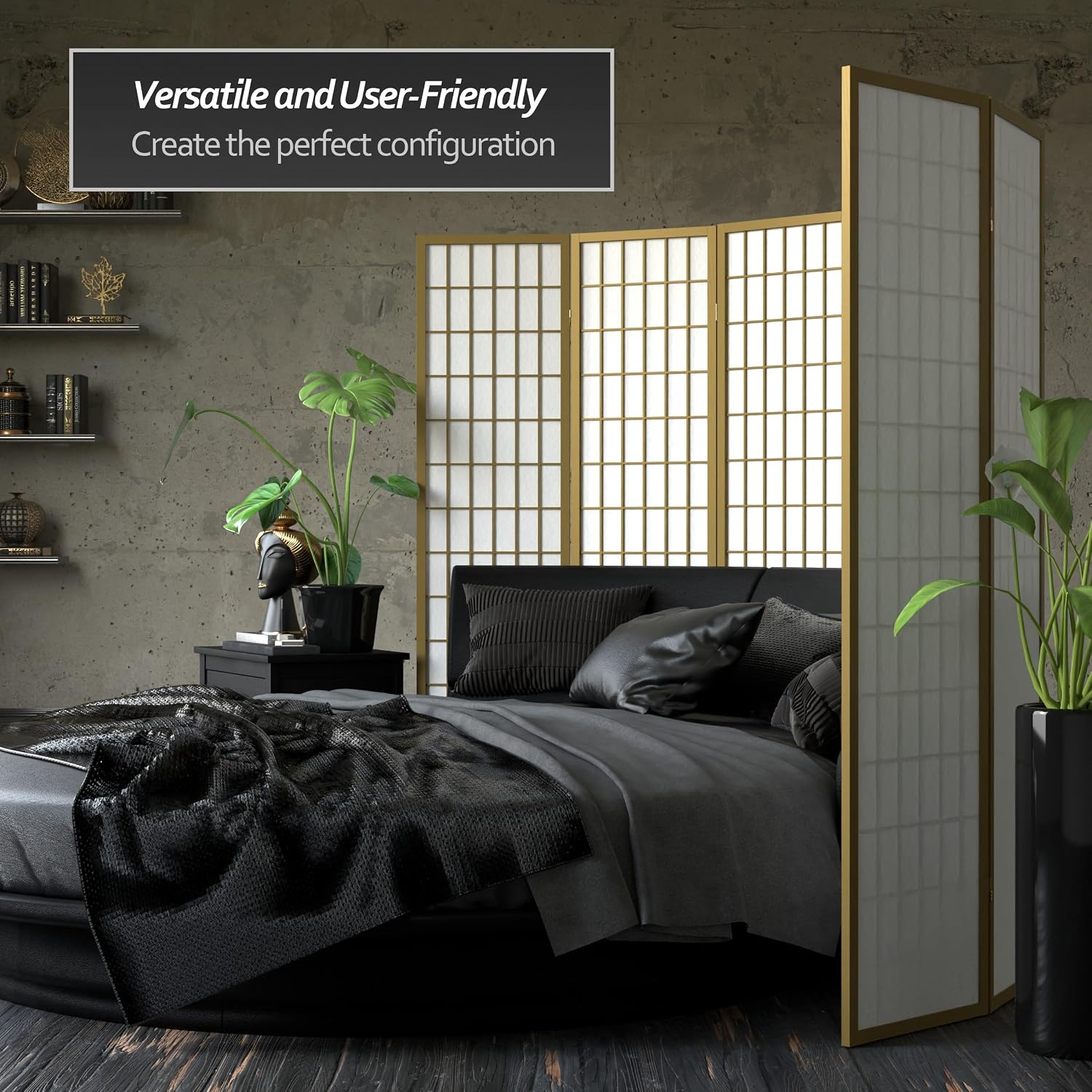 Red Lantern 6 ft. Tall Window Pane Shoji Screen - Walnut - 5 Panels