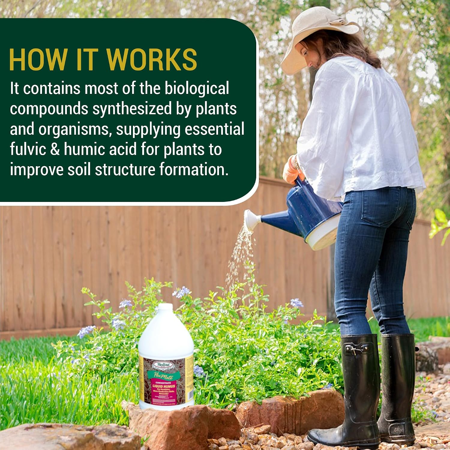 Medina Humate Humic Acid for Plants, 1 Gal, Concentrated Liquid Compost | Humic Acid for Lawn, Enhance Plant Growth, Moisture Retention, Nutrient Absorption, Humates for Soil, Covers 8000 Sq. Ft.