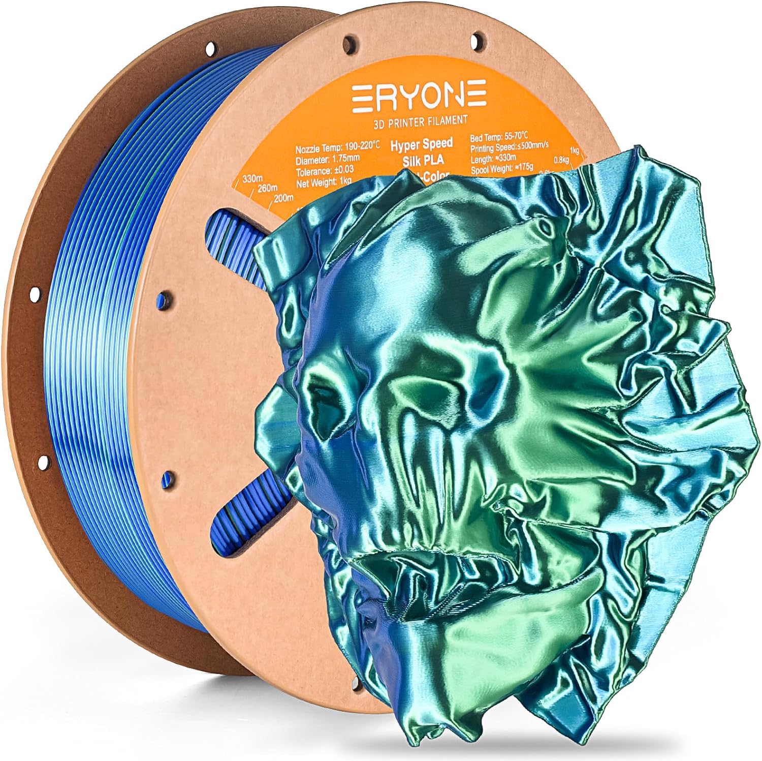 ERYONE Silk Filament PLA+ 1.75mm Upgraded Shiny 3D Printer Filament, Gloss Finish, Fit Most FDM Printer Stable Printing,1kg (2.2LBS)/Spool, Silver