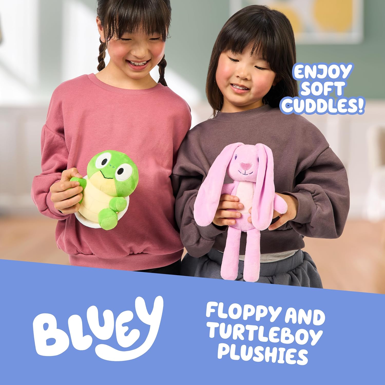 Bingo & Bluey Plush Toys 2-Pack, Soft Deluxe Fabric, Embroidered