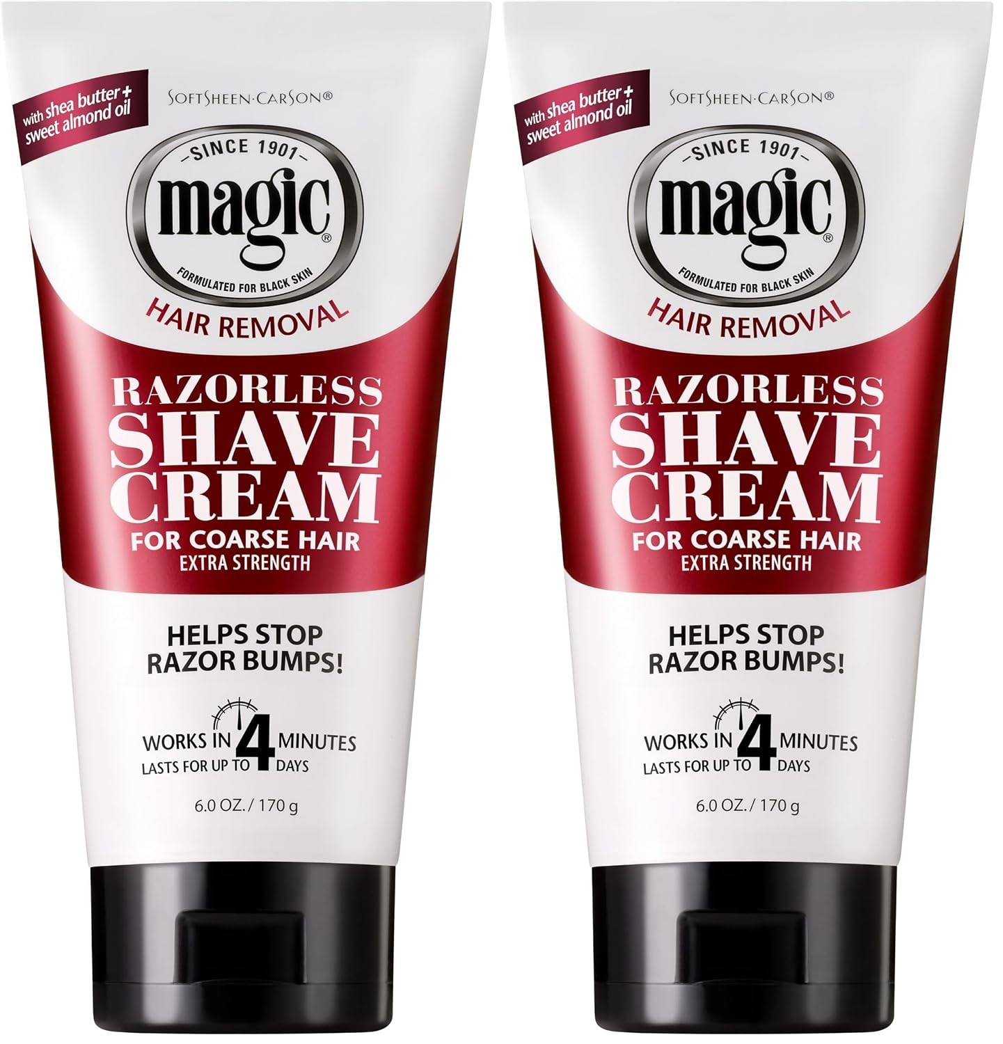SoftSheen-Carson Magic Razorless Shaving Cream, Depilatory Hair Removal Cream for Body Hair, Extra Strength, Works in 4 Minutes for, 6 oz