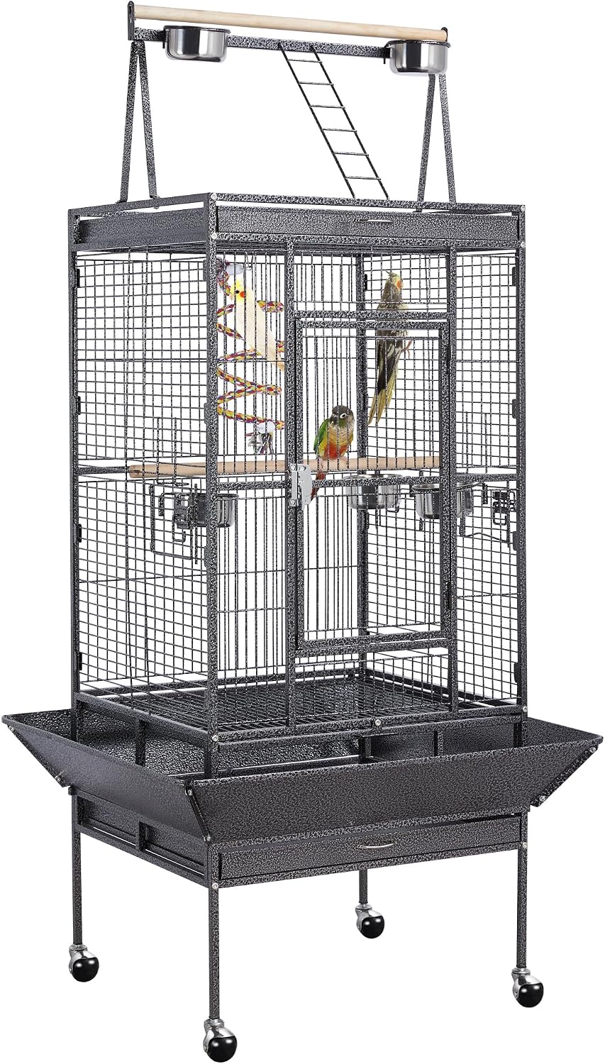 Yaheetech 69" Large Bird Cage, Rolling Parrot Cage for Parakeets Cockatiels | Play Top with Ladder & Feeders, Slide-Out Tray, Rolling Stand