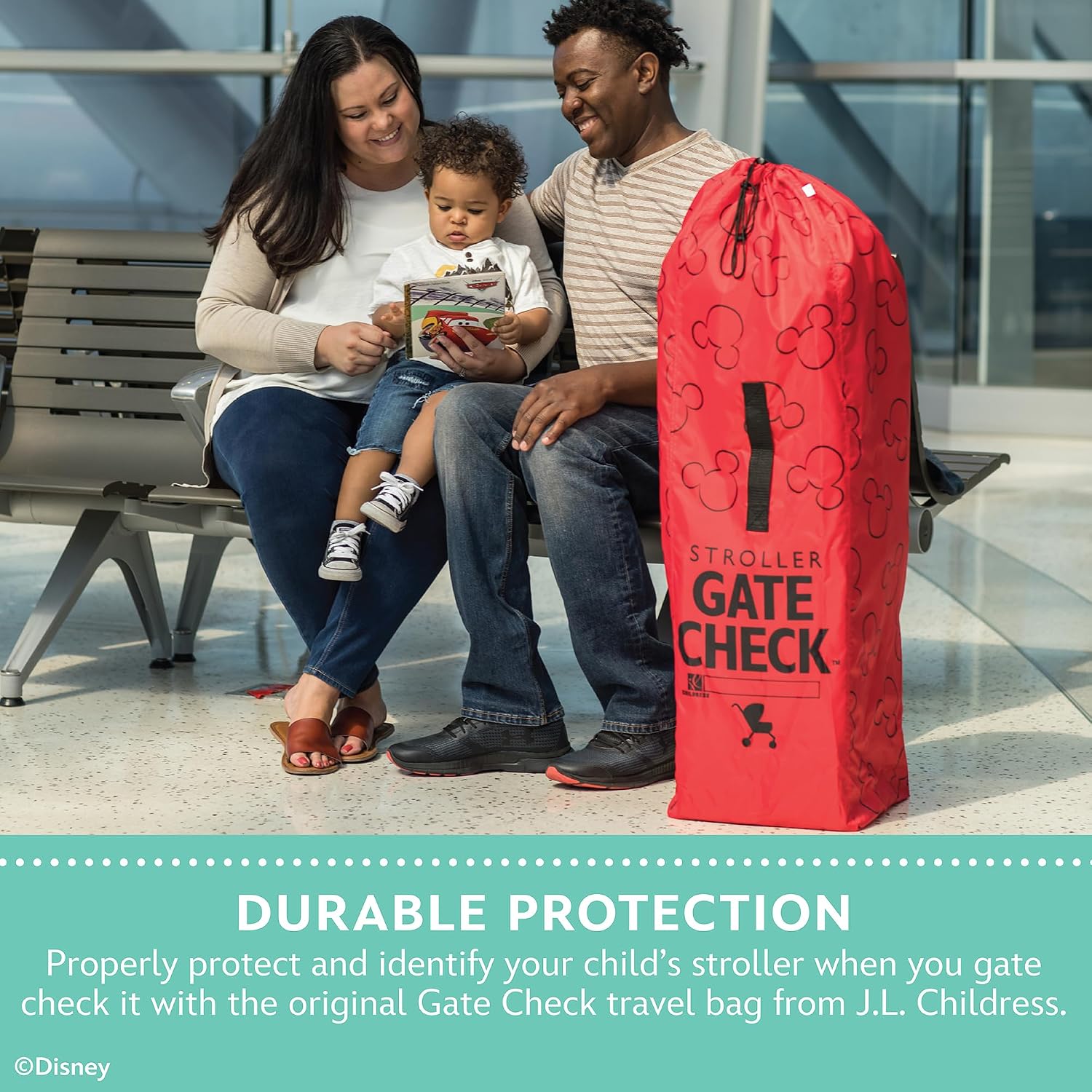 J.L. Childress Gate Check Bag for Umbrella Strollers - Travel Bag for Airplane, Fits Most Single Umbrella Baby Strollers, Airport Accessories for Gate Check, Flying Essentials - Red