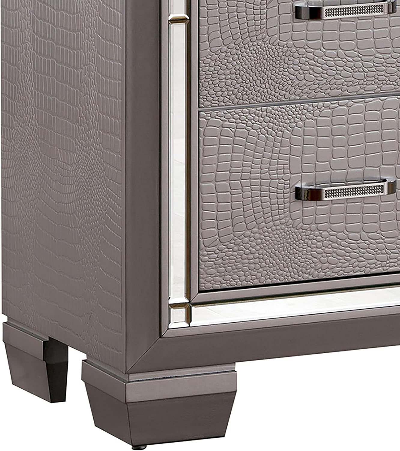 24/7 Shop at Home Riah Contemporary 9-Drawer 2-Piece Dresser and Mirror Set, Silver