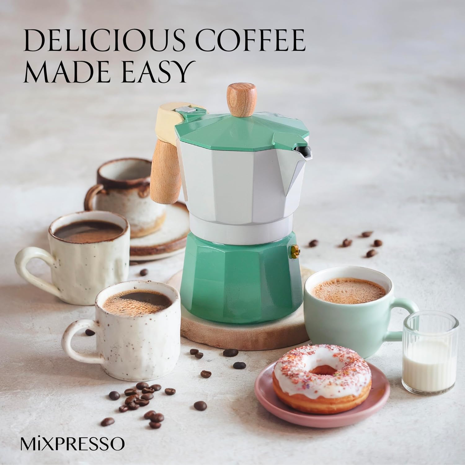 Mixpresso 3 Cup Moka Pot Stovetop Espresso Maker, Italian Cuban Coffee Pot