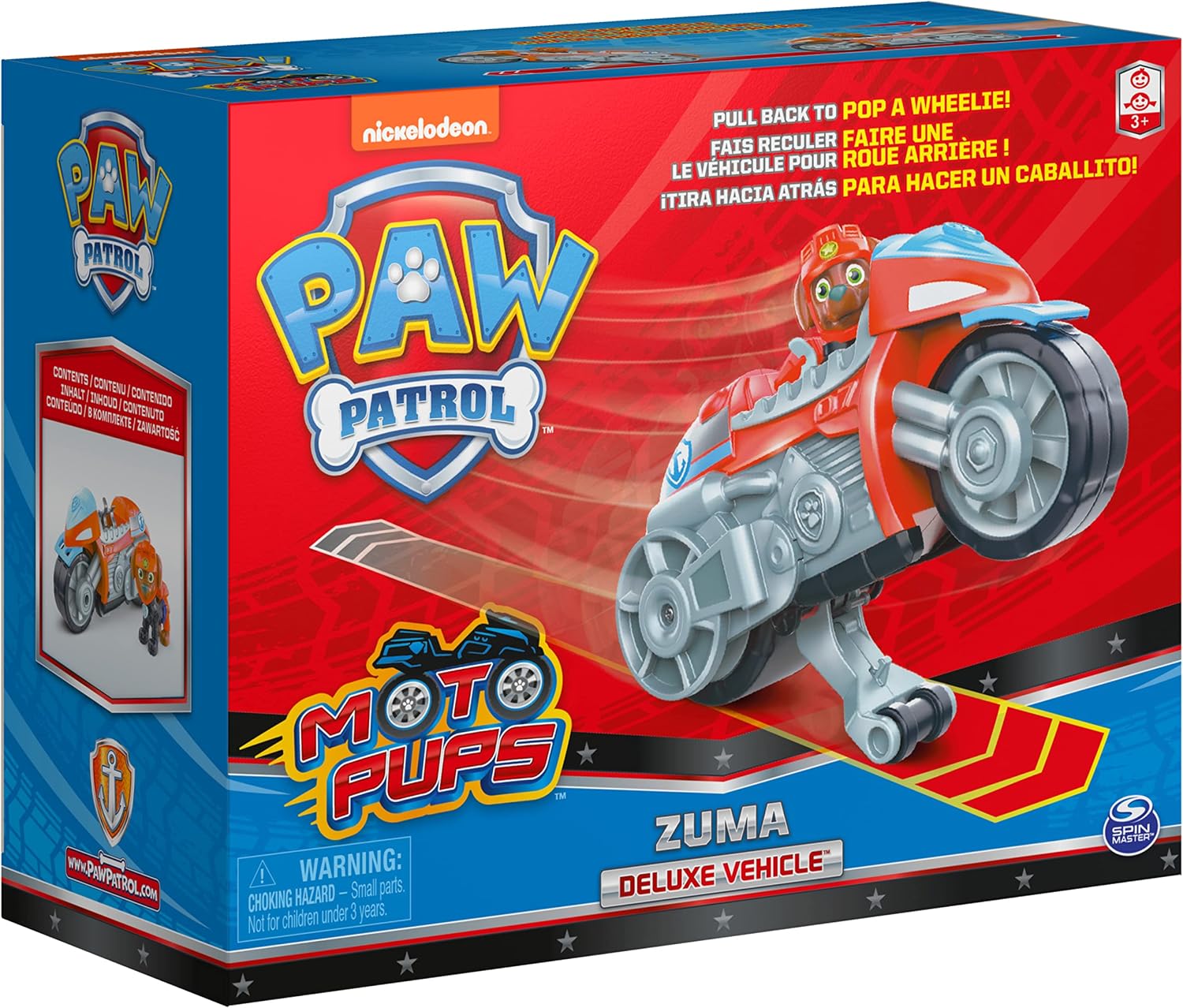 PAW Patrol, Moto Pups Wildcat’s Deluxe Pull Back Motorcycle Vehicle with Wheelie Feature and Toy Figure