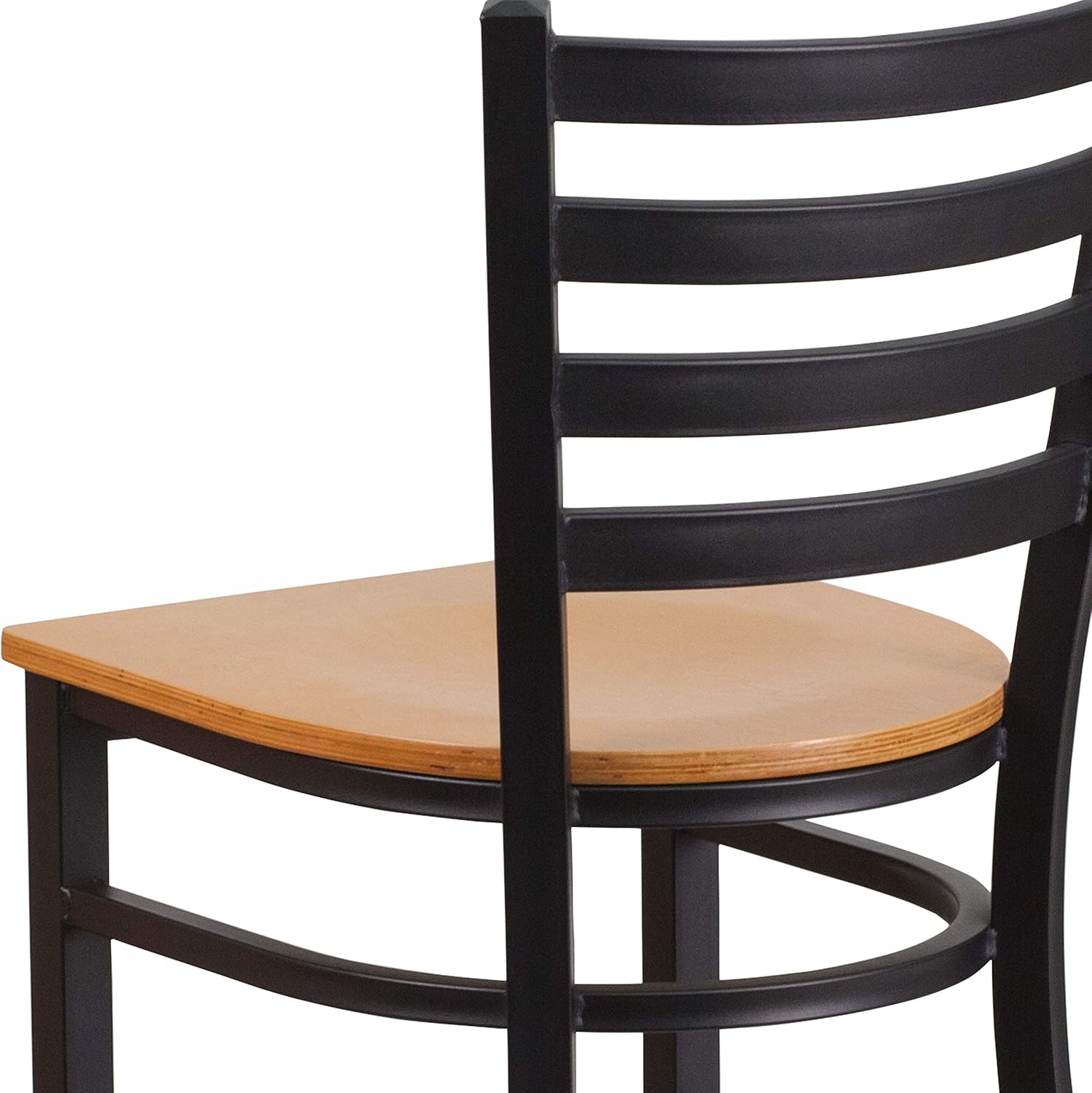 Flash Furniture Hercules Series Ladder Back Metal Restaurant Barstool, Modern Upholstered Armless Bar Height Chair for Restaurants and Kitchens, Black | Vinyl Upholstery, Durable Construction, Commercial Use