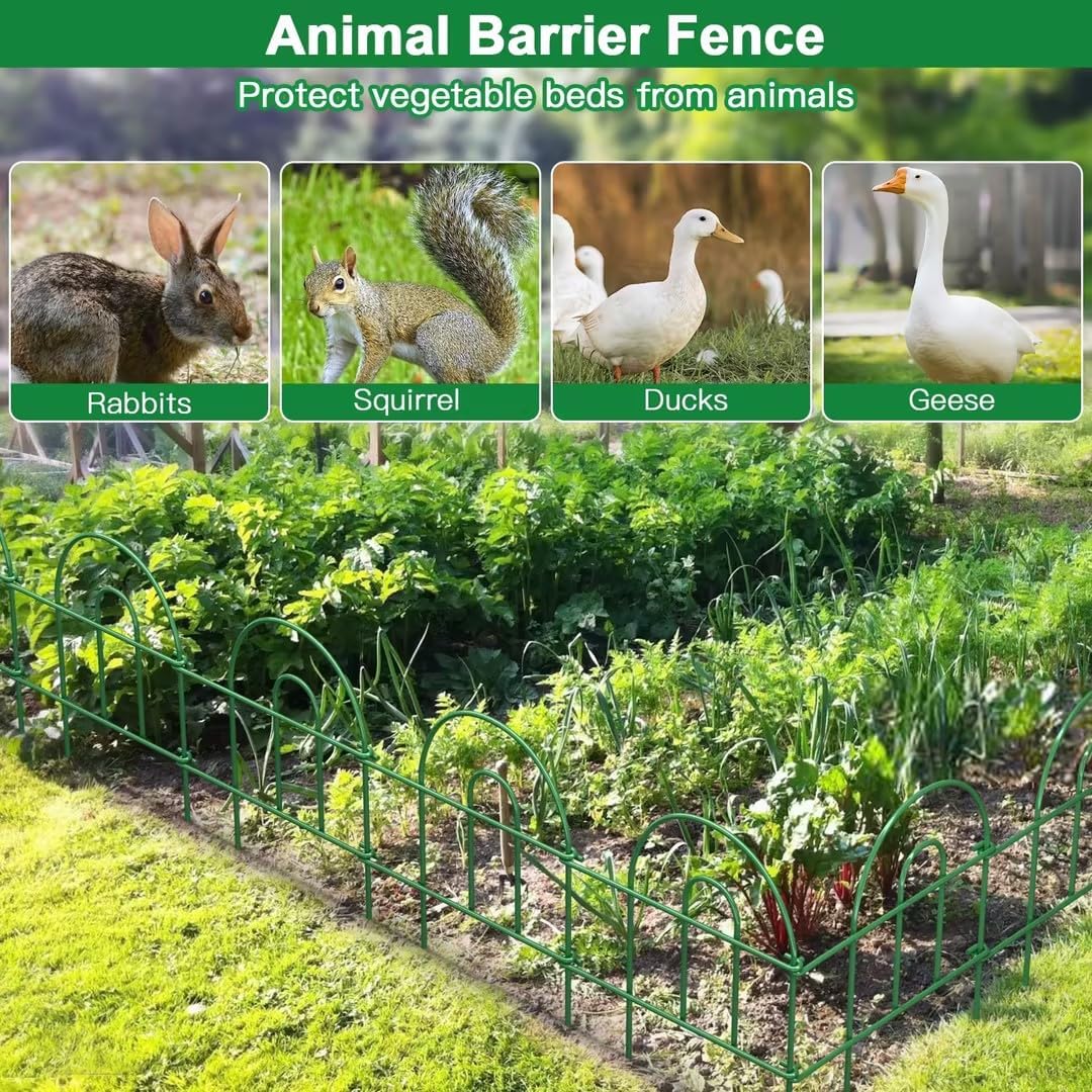 AMAGABELI 10 Panels 17in(H)×10ft(L) Decorative Garden Fences and Borders for Dogs No Dig Rustproof Metal Fence Panels Garden Edging Border Animal Barrier Fencing for Flower Beds Yard Patio Decor Black