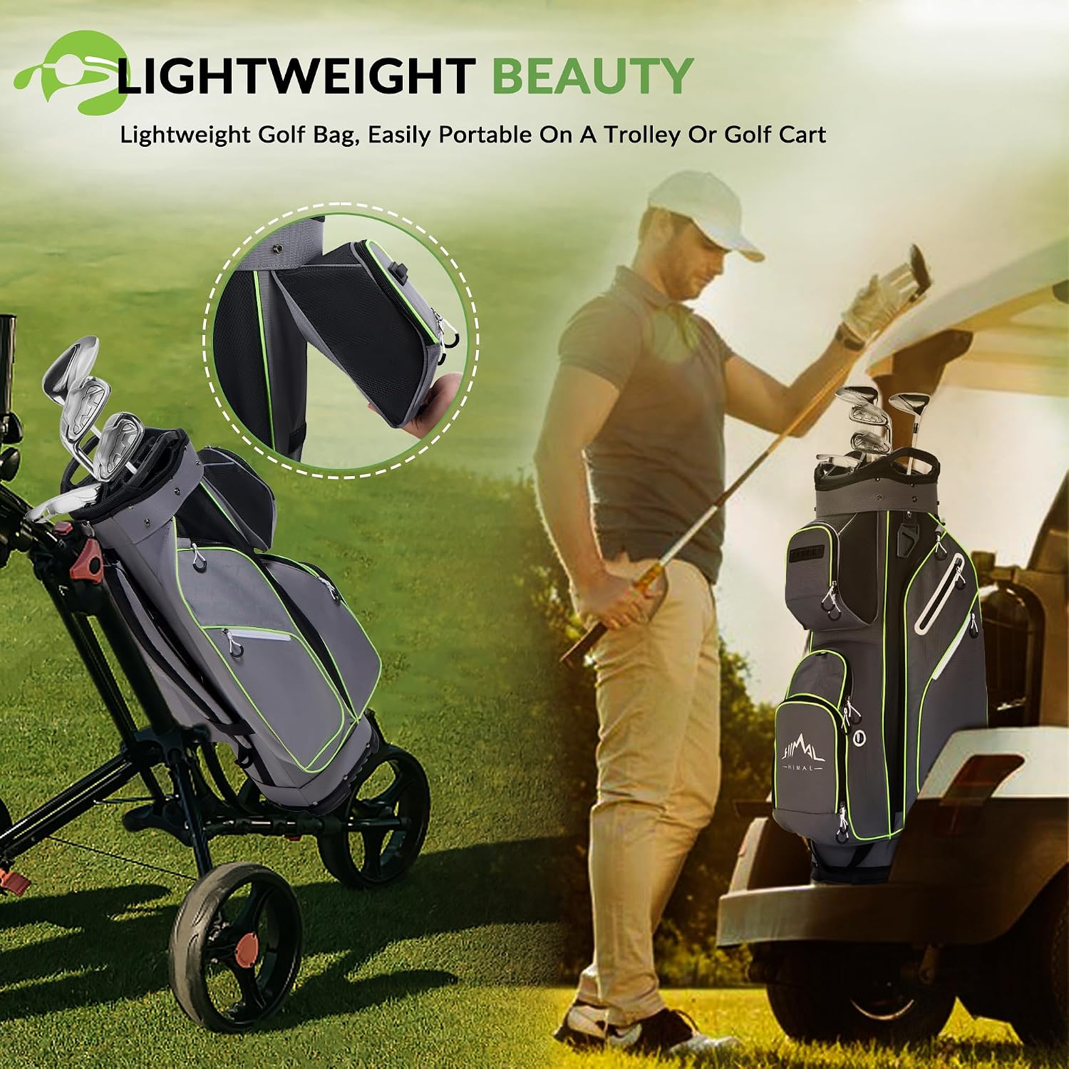 14-Way Golf Cart Bag, Full-Length Divider, Large Storage | Handles,Rain Cover,Multiple Pockets