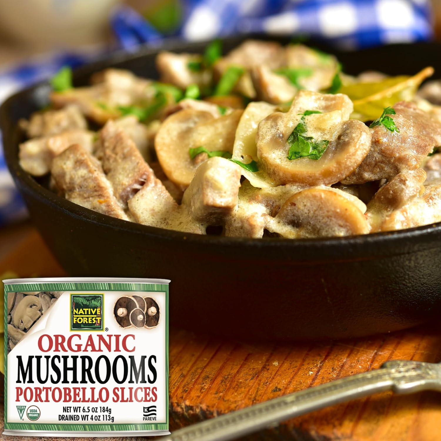 Native Forest Organic Portobello Mushroom Slices - 6.5 Oz (Pack of 12) | Canned Mushrooms, Low Calories & Fat, Non-GMO Project Verified, USDA Organic