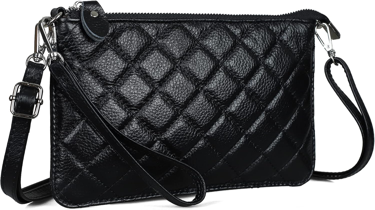 befen Genuine Leather Small Crossbody Bags for Women Wristlet Wallet Purses | Real Leather, RFID Blocking Card Slots, Wristlet Strap, Clutch Purse, Fit iPhone 17 Pro Max, Leather Handbags