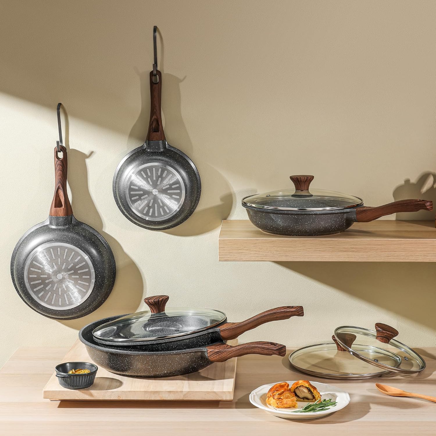 SENSARTE Nonstick Frying Pan Skillet, Swiss Granite Coating Omelette Pan, Healthy Stone Cookware Chef's Pan