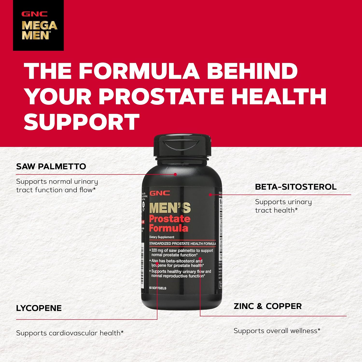 GNC Men's Prostate Formula, 60 Softgels, Supports Normal Reproductive Function