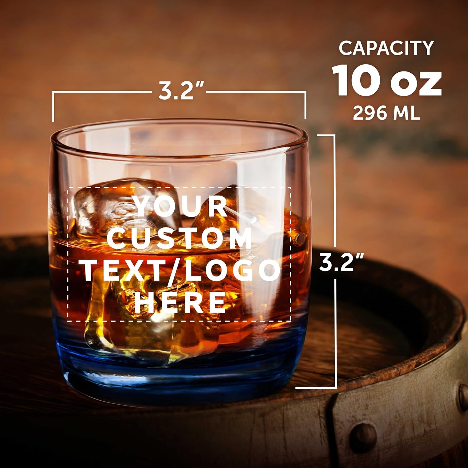 DISCOUNT PROMOS Custom Whiskey Glasses 10 oz Set of 10/50/100, Personalized Bulk Pack - Heavy Base Old Fashioned Glass, Perfect for Scotch, Bourbon