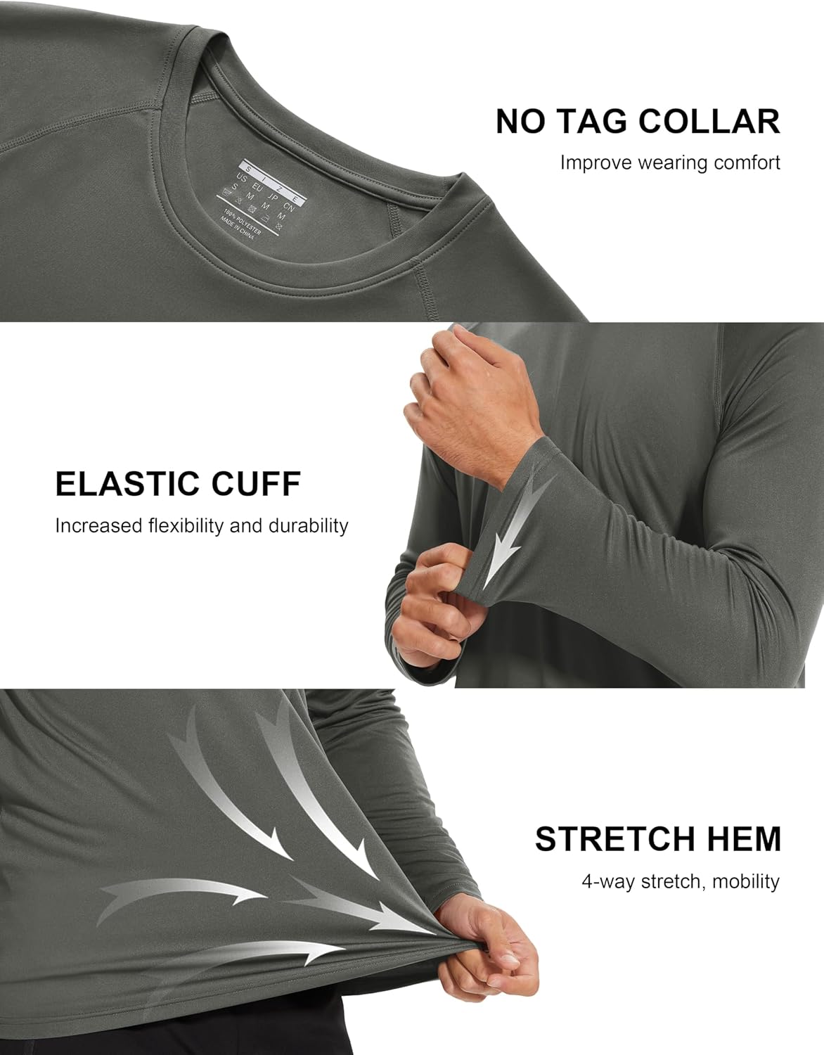 MAGCOMSEN Men's Long Sleeve Shirts UPF 50+ UV Sun Protection Athletic Shirts for Hiking Running Workout Rash Guard