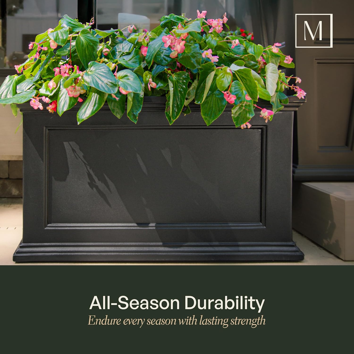 Mayne Fairfield 16in Self-Watering Square Planter, Black