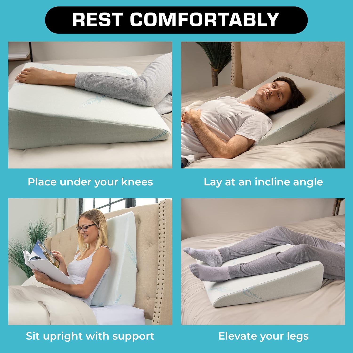 Xtreme Comforts Wedge Pillow Headboard | 7 Inch Bed Wedge Pillow Cushion for Sleeping, Reading, and Lounging | Multi-Use Support for Upright Rest