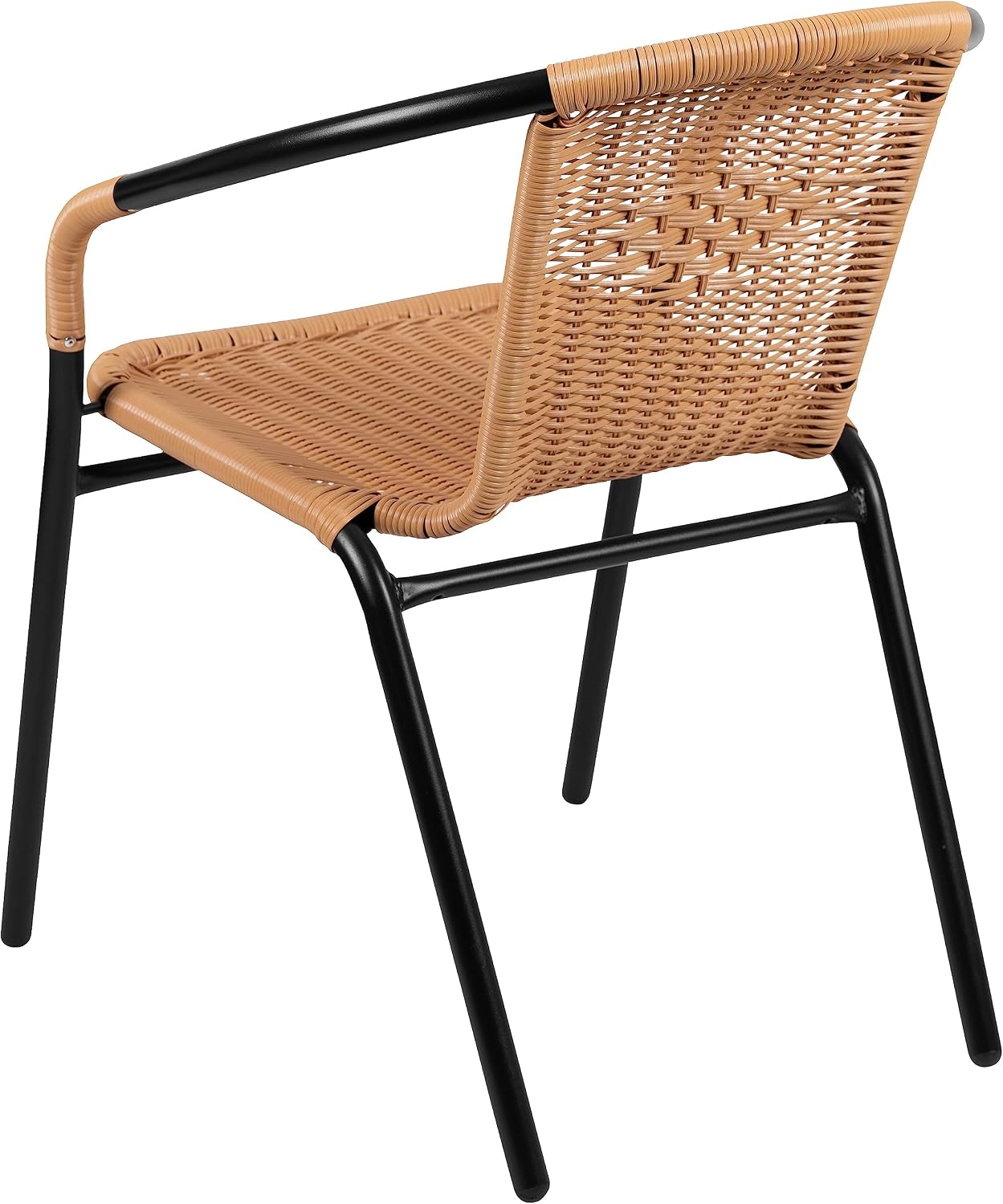 Flash Furniture Lila Modern Rattan Indoor/Outdoor Stackable Dining Chairs, Stacking Rattan Bistro Chairs for Patio or Restaurant, Set of 4, Brown | Commercial Grade, Indoor/Outdoor Use