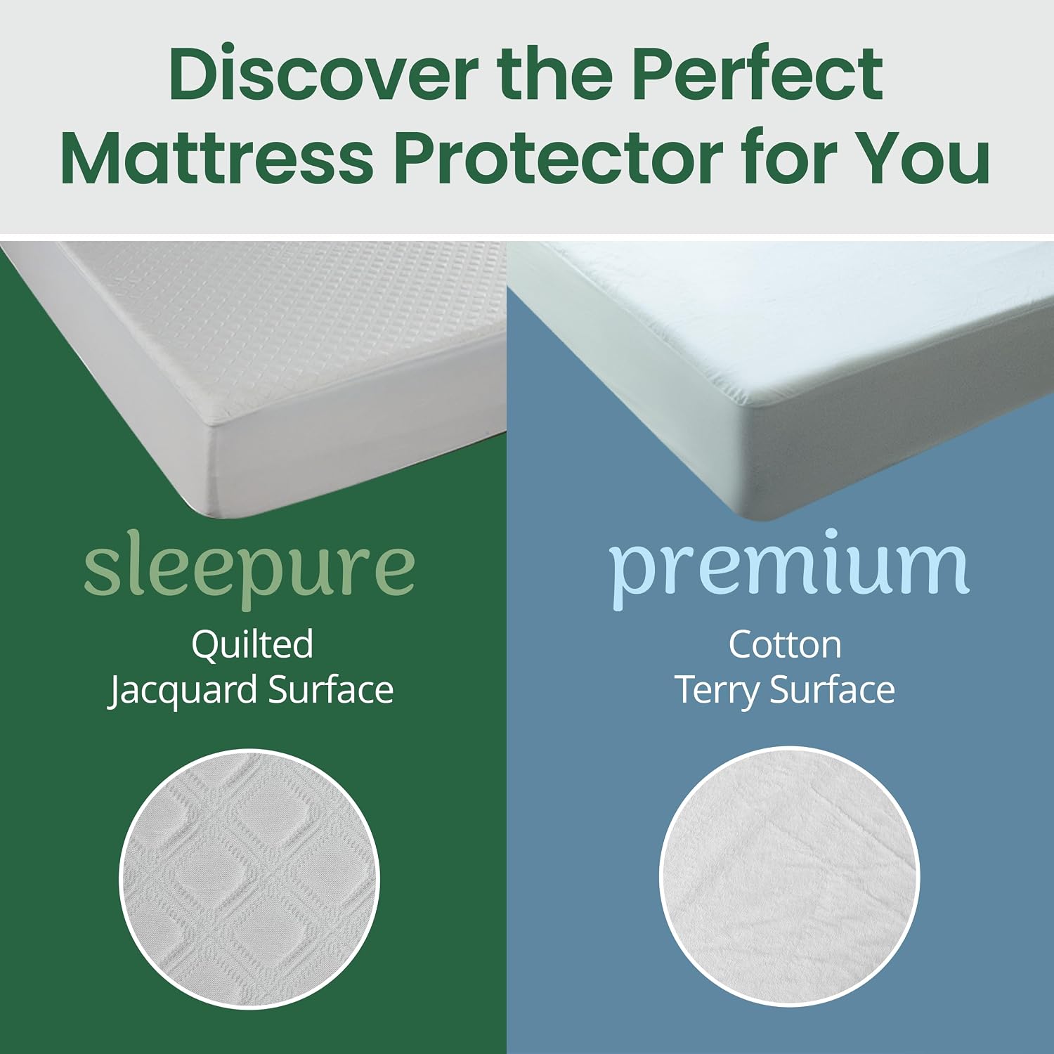 SafeRest Waterproof Queen Size Mattress Protector | Fitted with Stretchable Pockets, Machine Washable Cotton Blend Mattress Cover for Bed