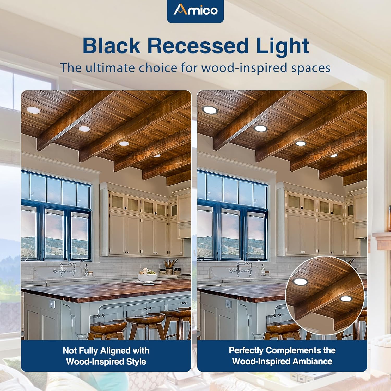 Amico 12 Pack 6 Inch LED Recessed Lighting, Canless Wafer Downlight, White