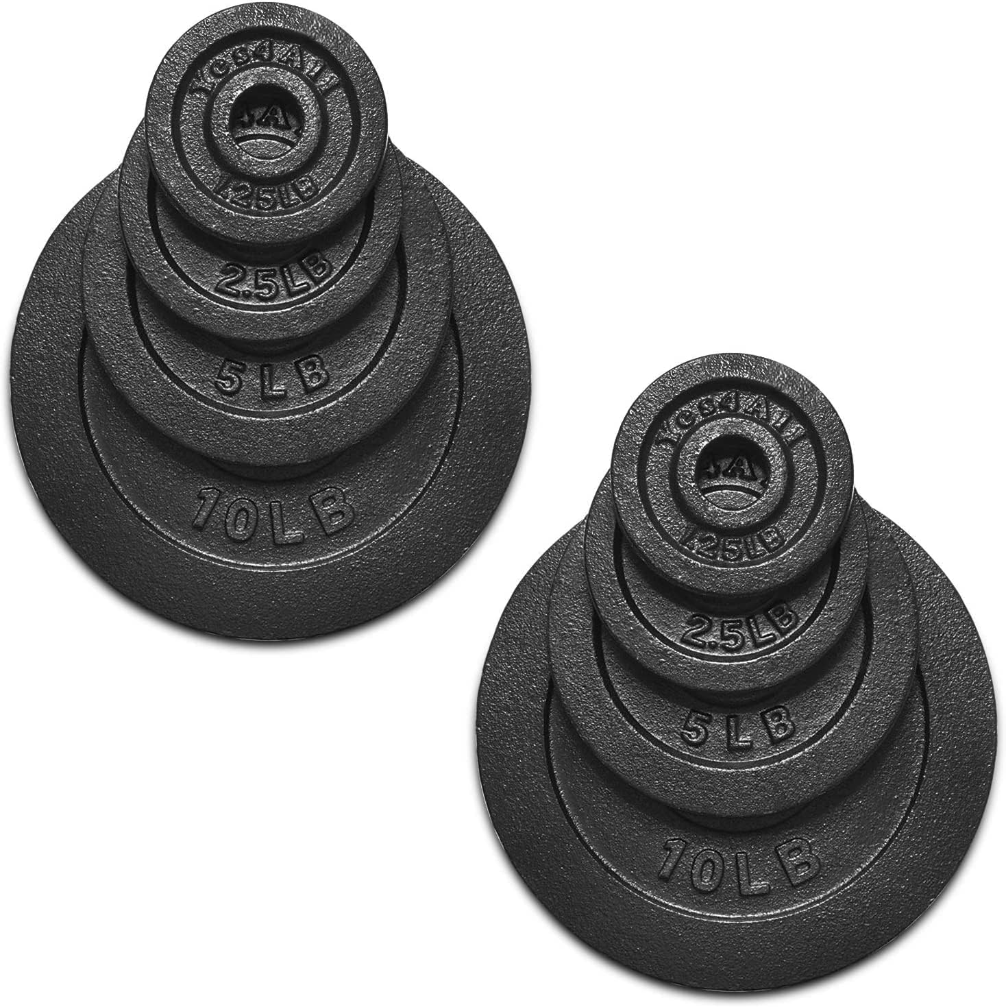 Yes4All Cast Iron Weight Plates, 1.15-Inch Standard Hole Weight Plate Set of 4 & 8, Fits Dumbbell Handles for Strength Training