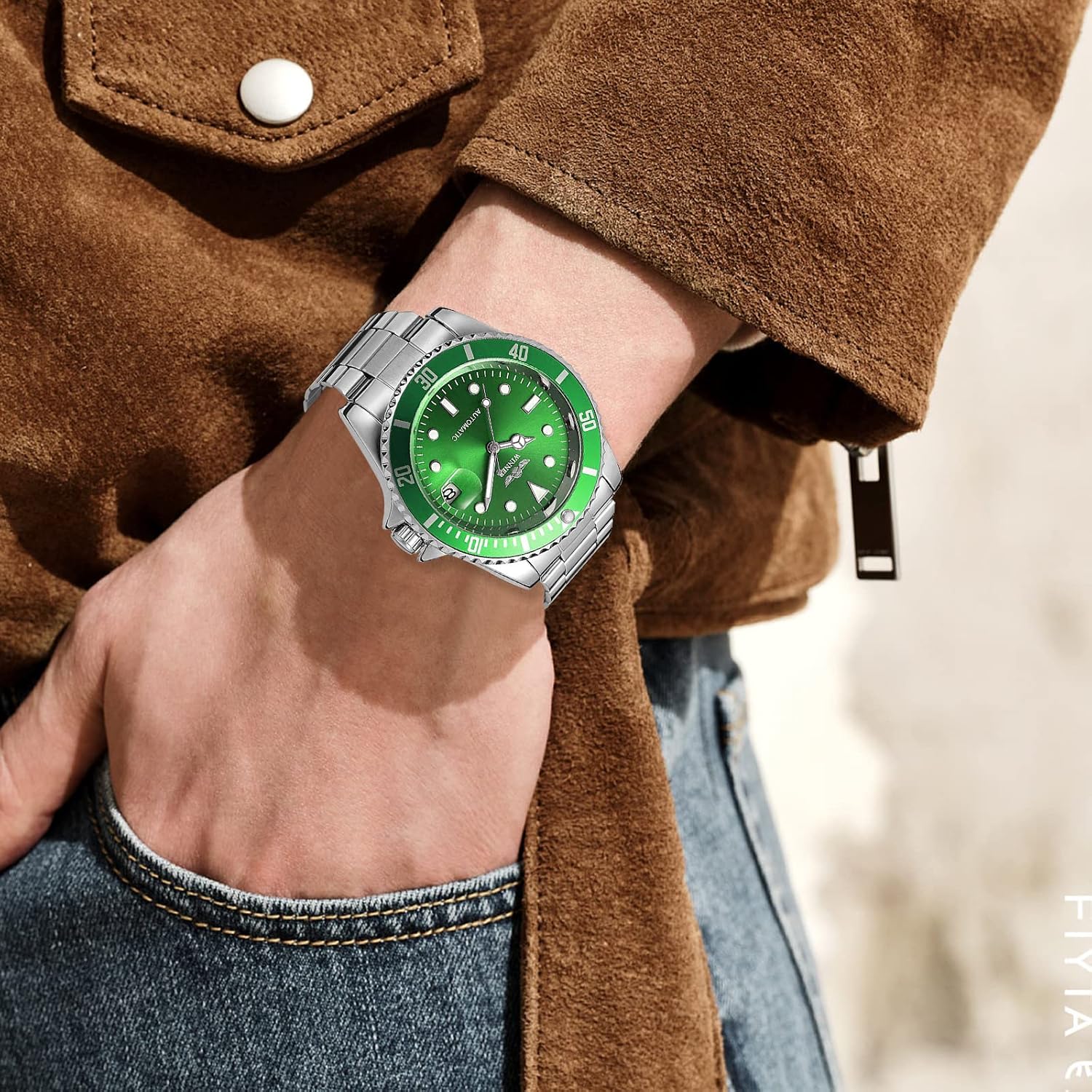 MASTOP Men Automatic Mechanical Watches Full Steel Waterproof Mens Watches | Calendar,Fashion Wristwatch for Men