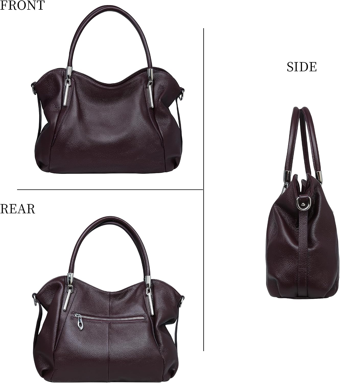 HESHE Leather Shoulder Purses for Women Tote Handbags Satchel Hobo Handbag | Designer Genuine Leather Travel Top Handle Work Bag Ladies Crossbody Purses Adjustable Straps Large Capacity Zippered Closure