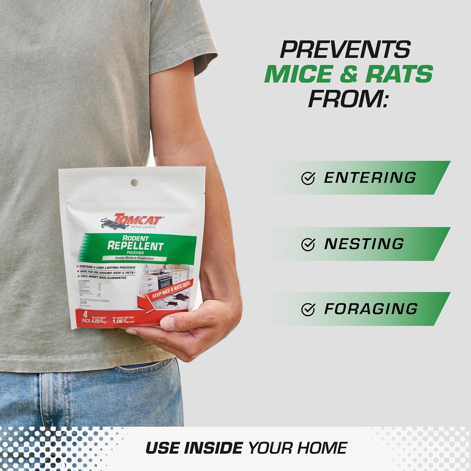 Tomcat Repellents Rodent Repellent Ready-to-Use with Comfort Wand, 1 gal. | For Indoor and Outdoor Mouse and Rat Prevention, Peppermint Oil Spray for Rodents with Cinnamon & Garlic Essential Oils