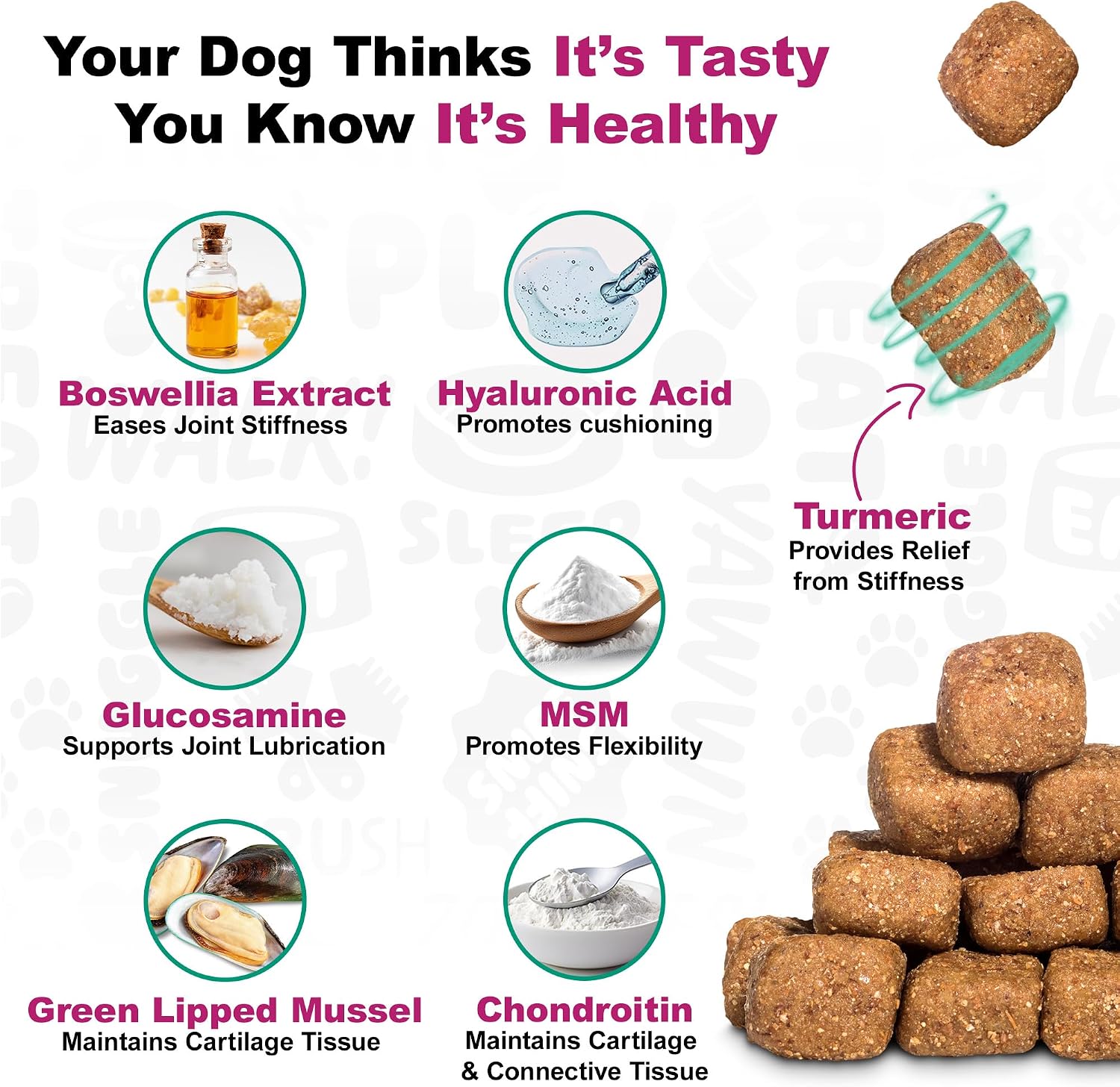 Doggie Dailies Hip & Joint Chews for Dogs, Chicken, All Breeds, 225 Count | Glucosamine & Chondroitin Supplement, Supports Joint Health & Mobility, Soft Chews for Dogs of All Breeds & Sizes