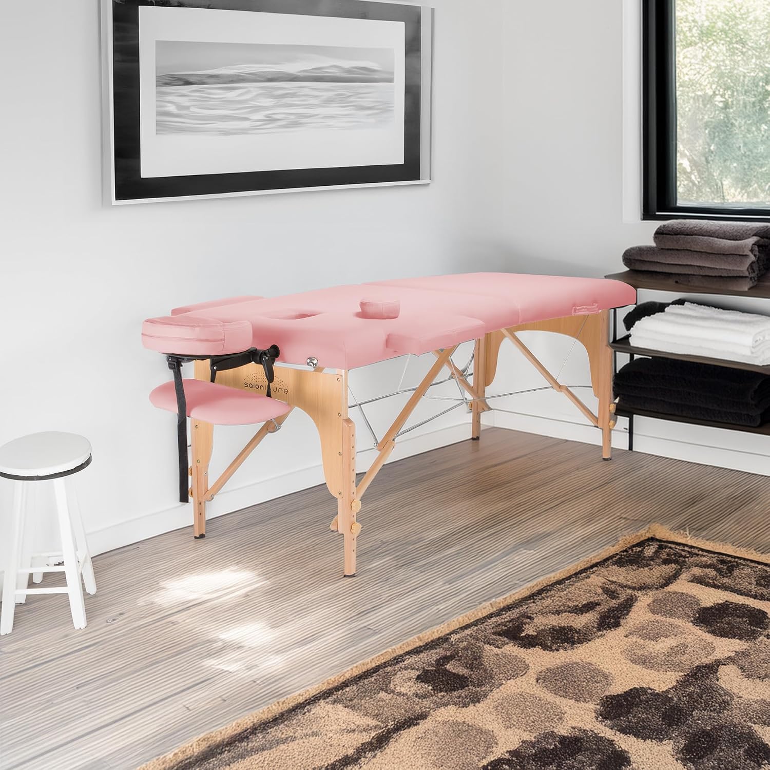 Saloniture Professional Portable Folding Massage Table with Carrying Case - Black