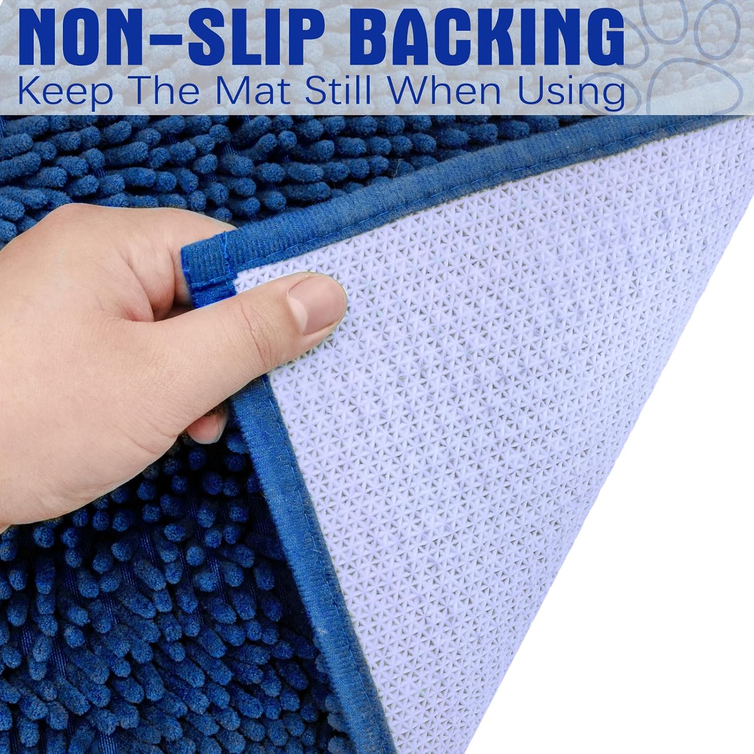 Dog Door Mat for Muddy Paws - Highly Absorbent Microfiber Pet Rug, Quick Dry Chenille Dog Runner Rug Indoor Outdoor, Non-Slip Entryway Carpet Washable Mud Mat for Dogs, Blue 60"x30"