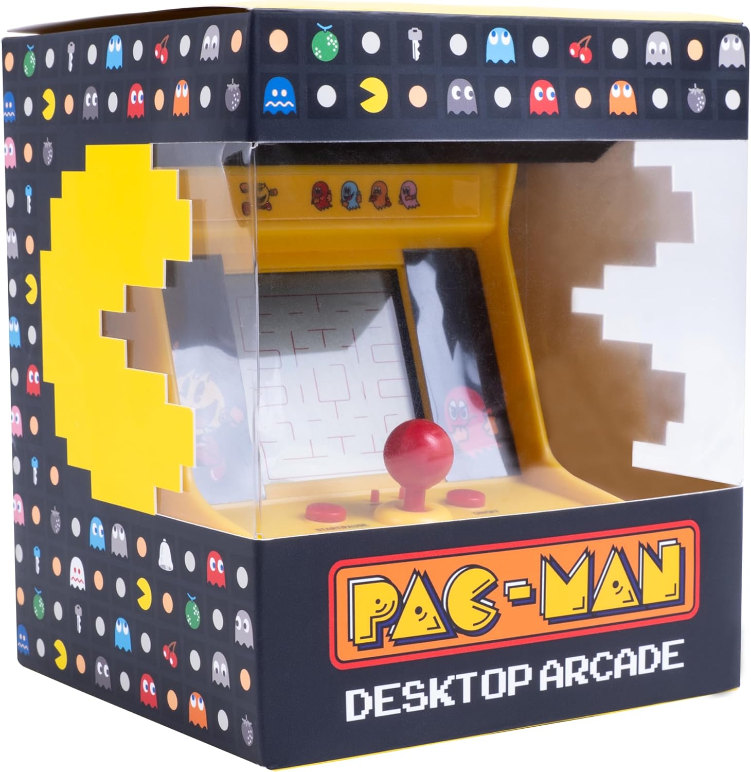 Pac-Man Desktop Arcade – Retro Mini Arcade Game with Classic 8-Bit Gameplay, LCD Screen, Joystick Controls, Battery-Powered