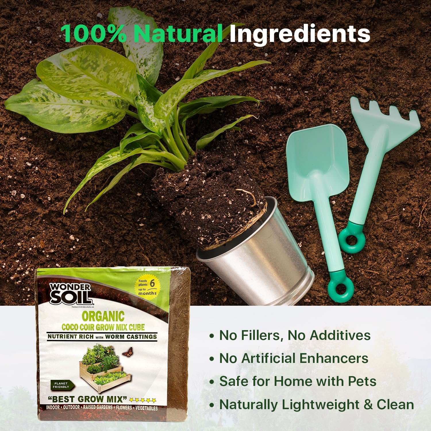 | (72 Quarts) The Only Ready to Plant Compressed Coco Coir Fully Loaded with Nutrients | Organic Coco Coir Brick/Block | 10 LBS Block Expands to 72