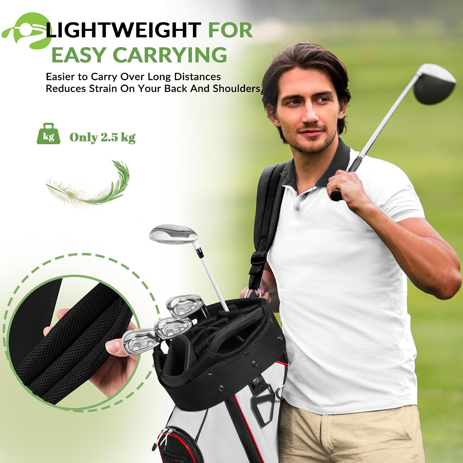 14-Way Golf Cart Bag, Full-Length Divider, Large Storage | Handles,Rain Cover,Multiple Pockets