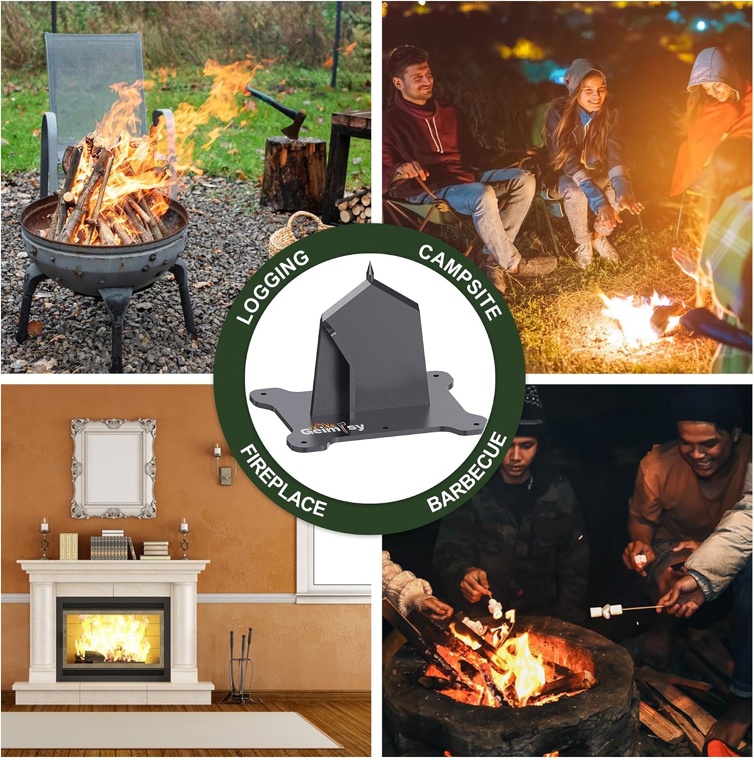 GanFindX Firewood Kindling Splitter Heavy Duty Wood Splitting Tool | Portable Ergonomic Design for Easy Firewood Preparation, Camping, Fireplace and Outdoor Use