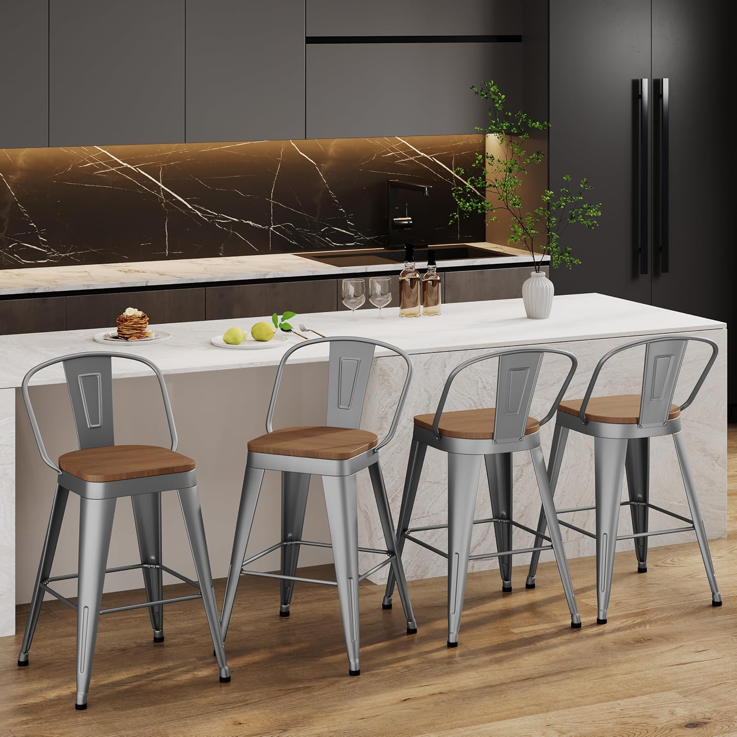 Aklaus Metal Bar Stools Set of 4