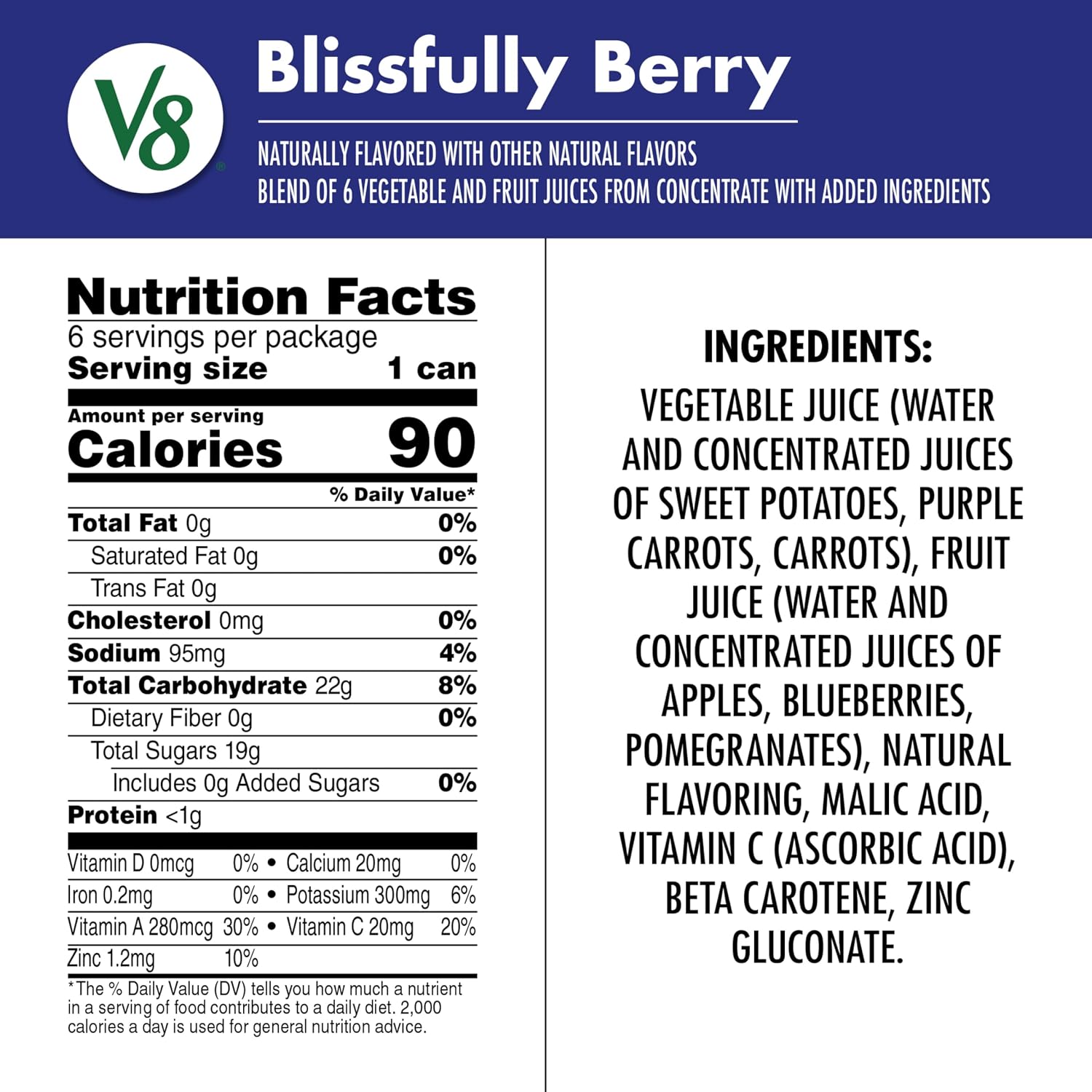 V8 Blends 100% Juice Pomegranate Blueberry Juice, Fruit and Vegetable Juice Blend, 46 Fl Oz Bottle