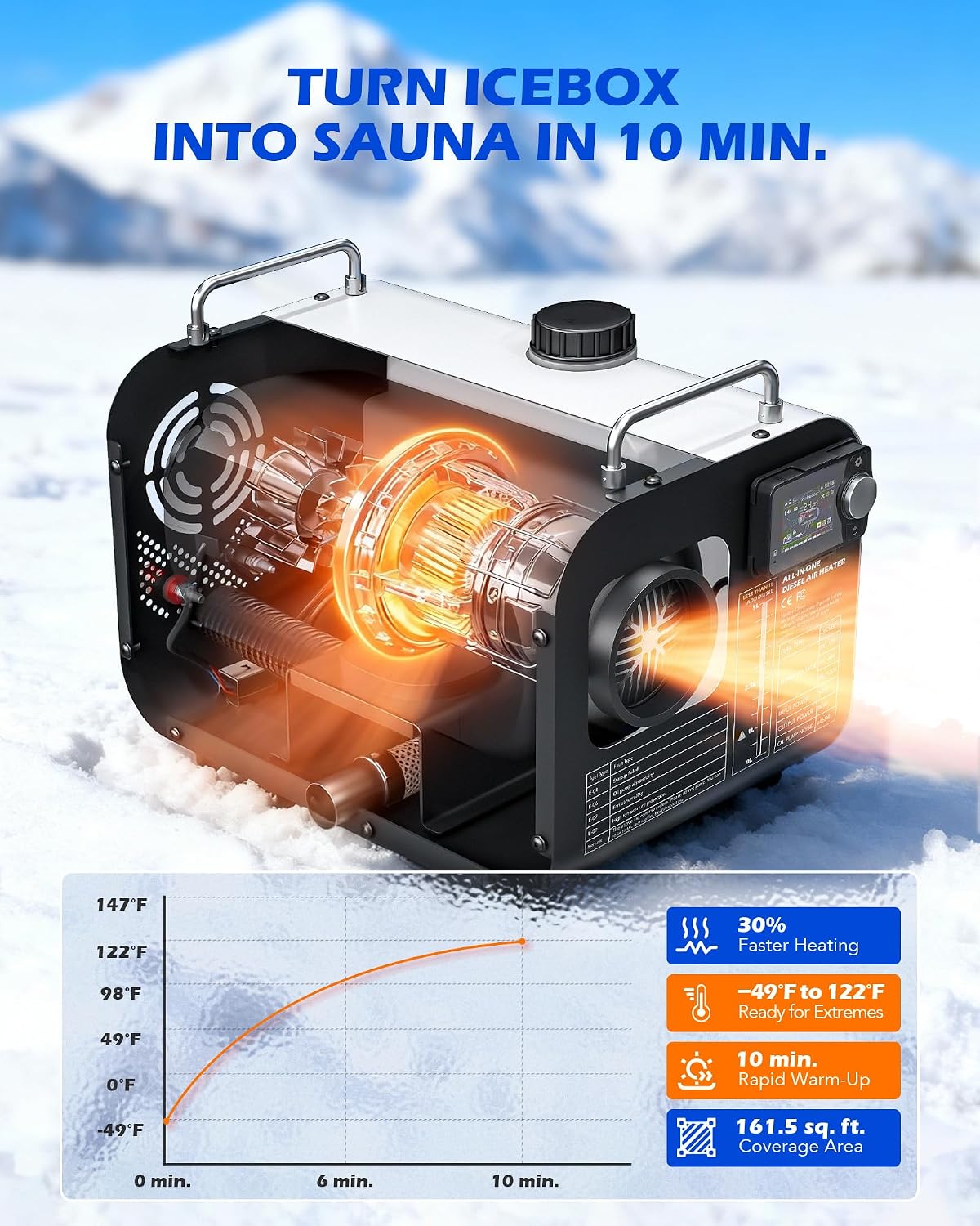 Orion Motor Tech Portable Diesel Heater, 8kW Camper Heater with CO Alarm Auto Shutoff