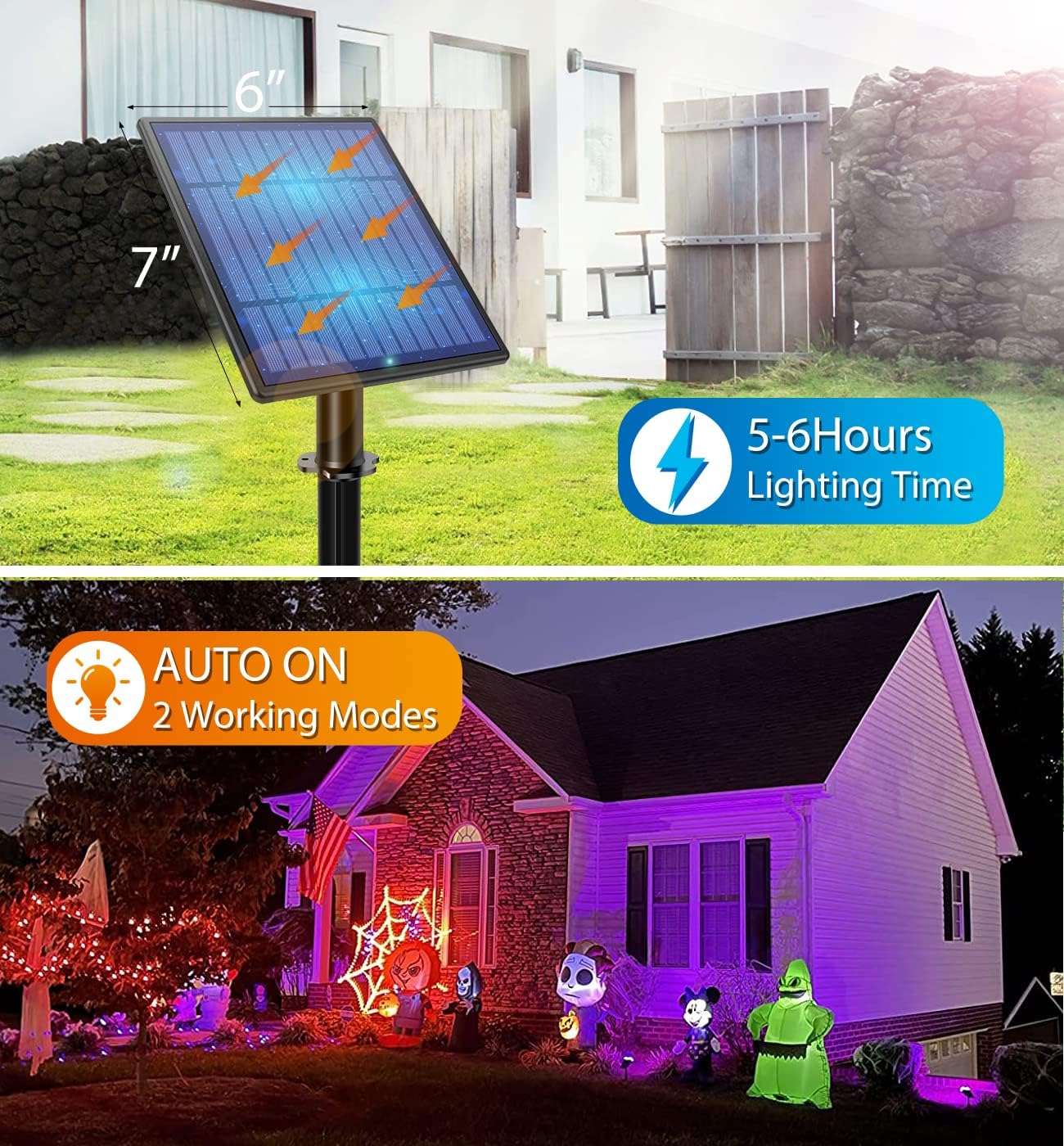 APONUO Metal Solar Spot Lights Outdoor with 9.8ft Cable Solar Powered Landscape Lighting Low Voltage IP65 Waterproof Auto On/Off for Outside Garden Yard Landscape Pathway Garage-Warm White(4-in-1)