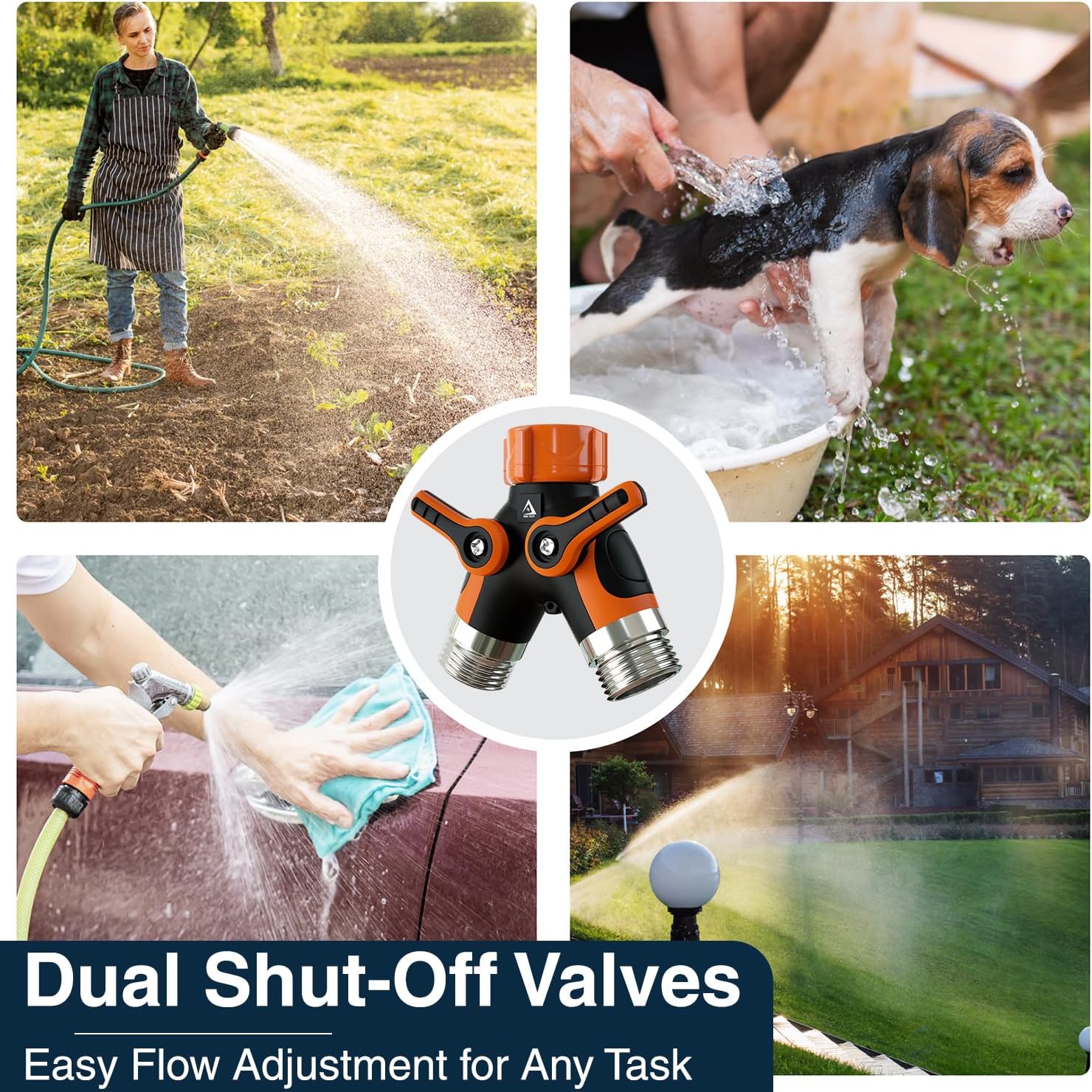 DBR Tech® Hose Splitter 2 Way, Heavy Duty Metal Connector, Two Way Garden Hose Splitter, High Flow Spigot Faucet Bib Adapter